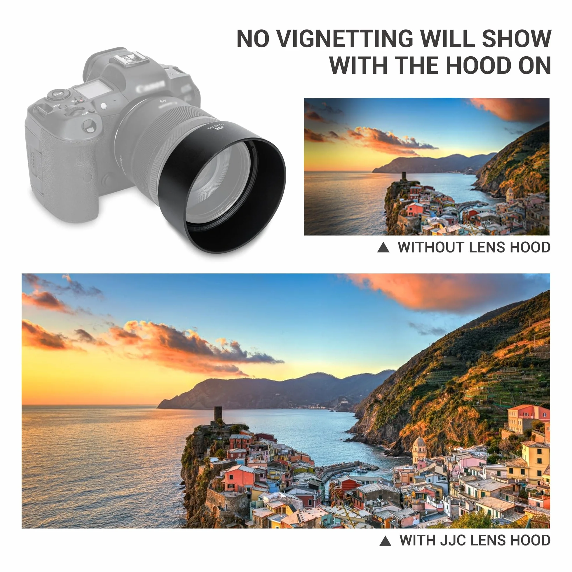 JJC ES73B - Paraluce a baionetta compatibile con obiettivo Canon RF 45 mm F1.2 STM, paraluce reversibile sostituisce Canon ES-73B