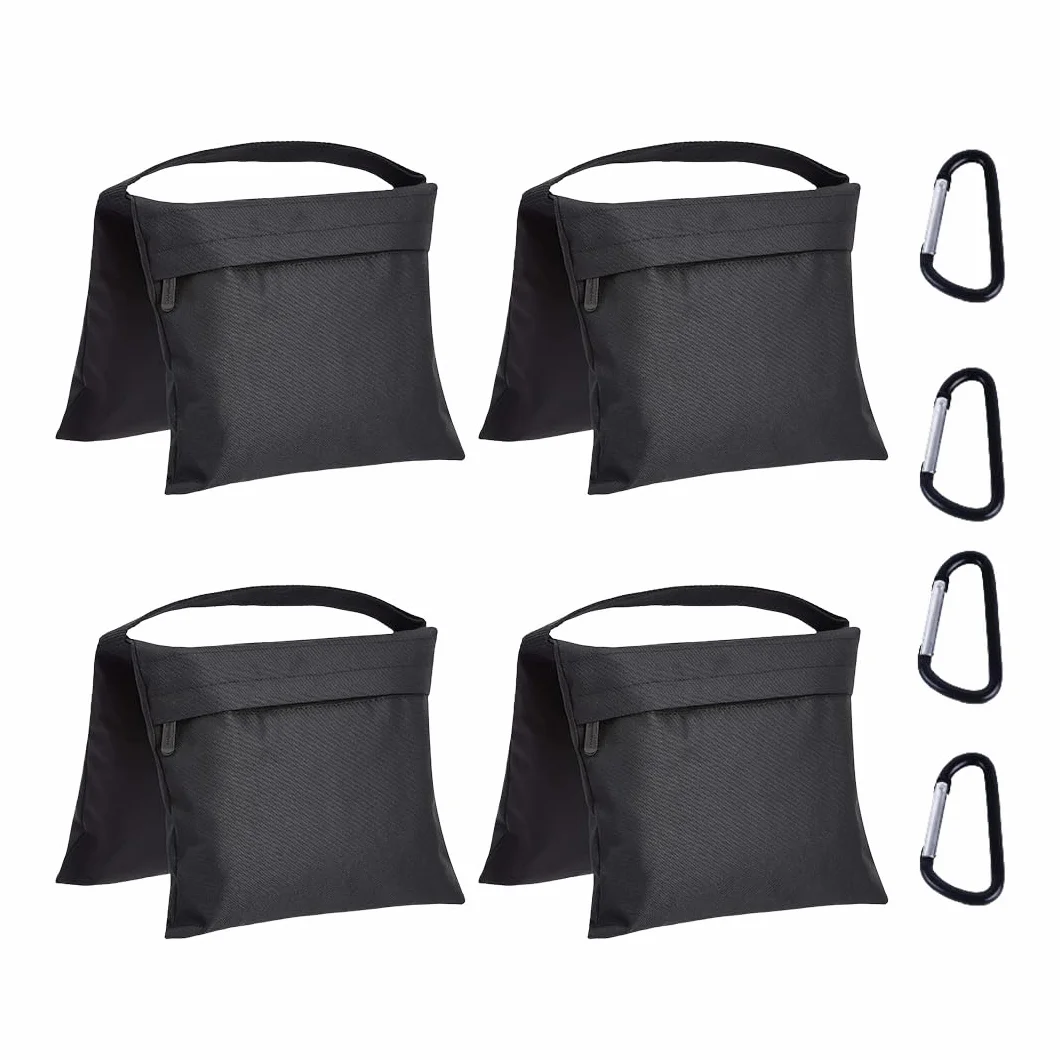 Amazon Basics Set di 4 Sacchi di Sabbia Fotografici Vuoti per Supporti di Luce, Riflettori, Softbox e Studio Fotografico, Carico Massimo 9kg - Nero