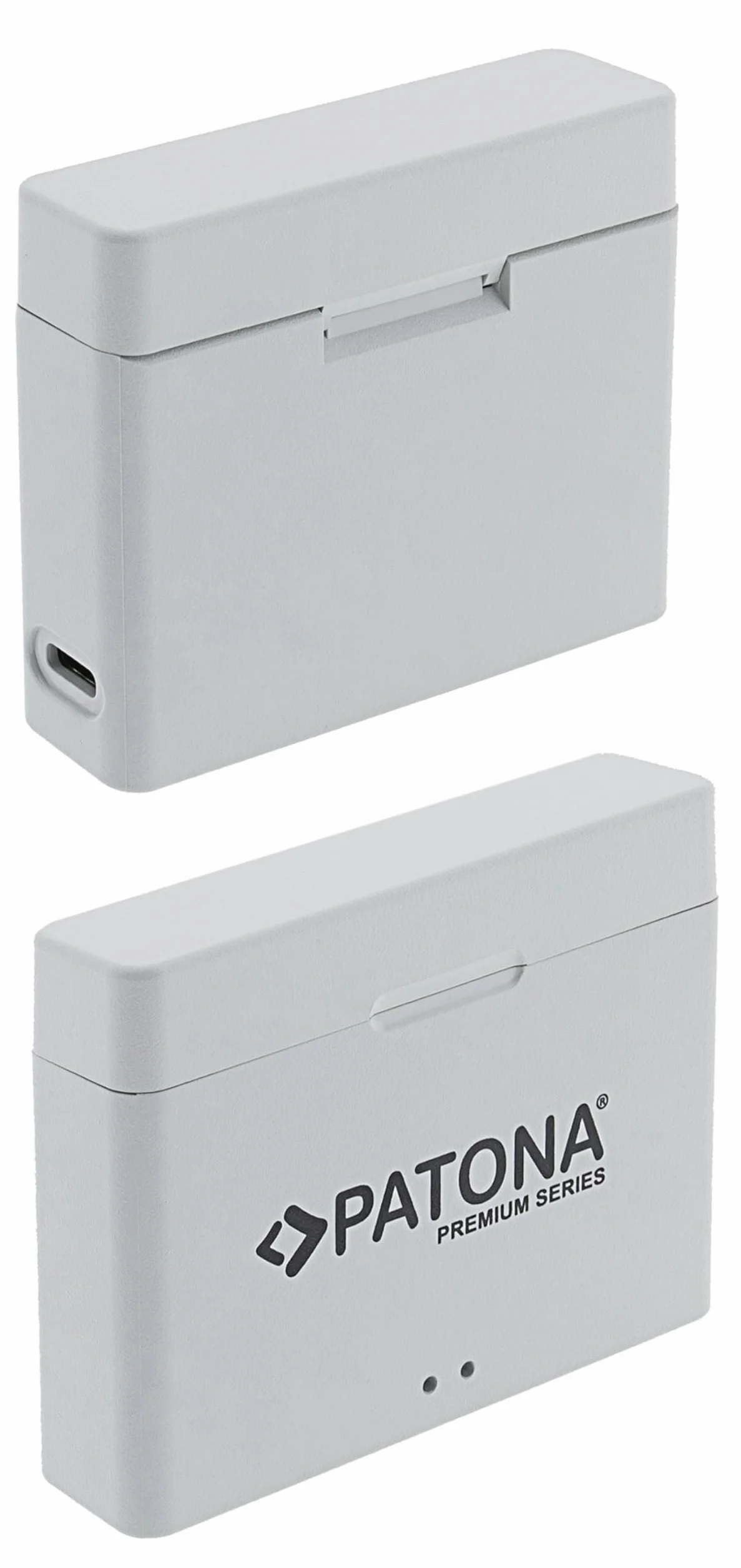 PATONA Premium Dual Charging Box per DJI Osmo Action 3 4 5 6 – Caricatore con connessione USB-C e indicatore di carica – per 2 batterie BCX202, ricarica sicura grazie al sistema MCU, cavo USB C
