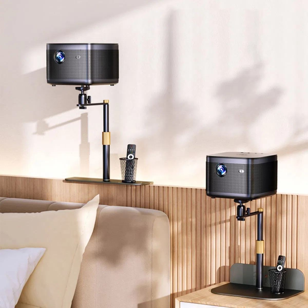 Stand del Proiettore, Supporto Regolabile Staffa for proiettore Comodino Appeso a parete Mensola Proiettore Desktop Staffa libera perforata Divano for uso domestico nascosto universale Supporto all'ap