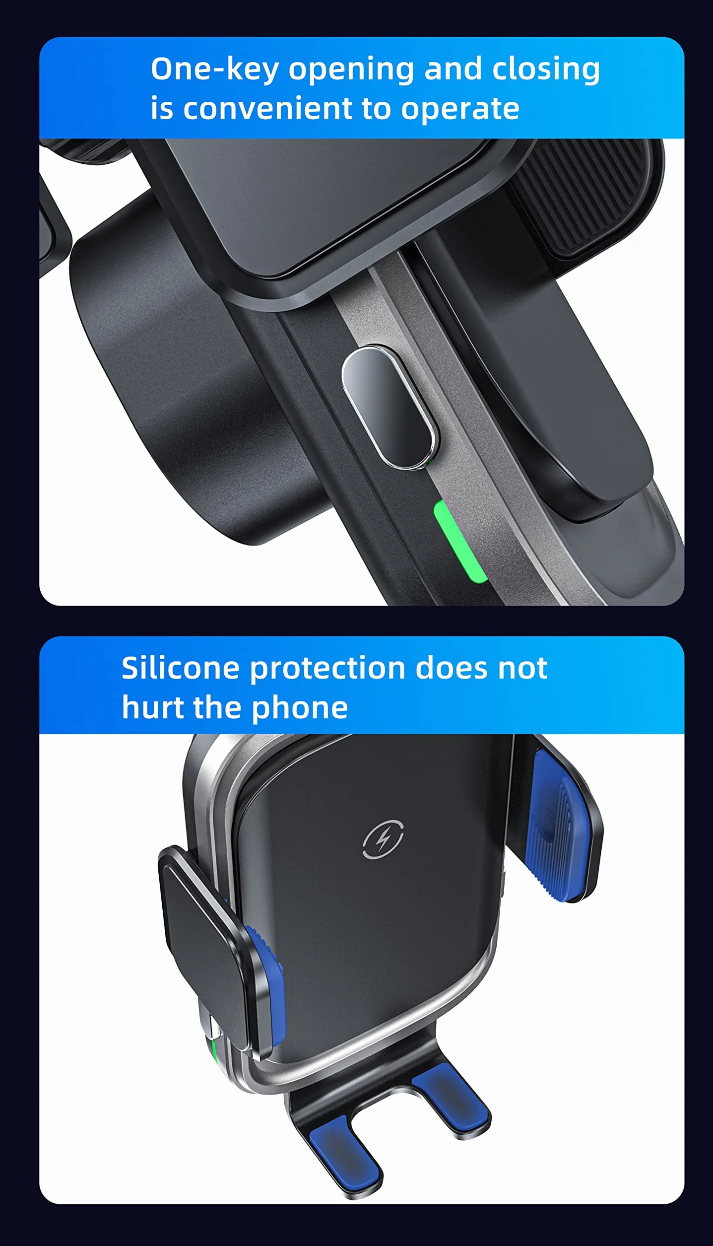 Tigratigro Caricatore Wireless Auto 15W, Auto-Bloccaggio, Griglia di Aerazione, Supporto Cellulare Auto, Ricarica rapida per iPhone 17 16 15 14 13 12 series & Samsung ecc