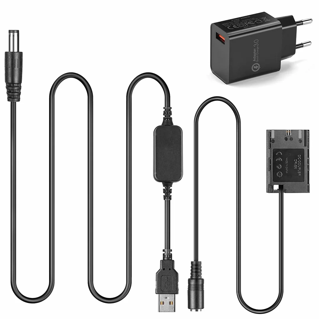 Kit Adattatore USB + DC 8.4V Cavo ACK-E6 + Accoppiatore DR-E6 Completamente Decodificato Batteria Dummy LP-E6 per Canon EOS 5D Mark III II IV 5DSR 7D 60D 70D 80D 6D Mark II