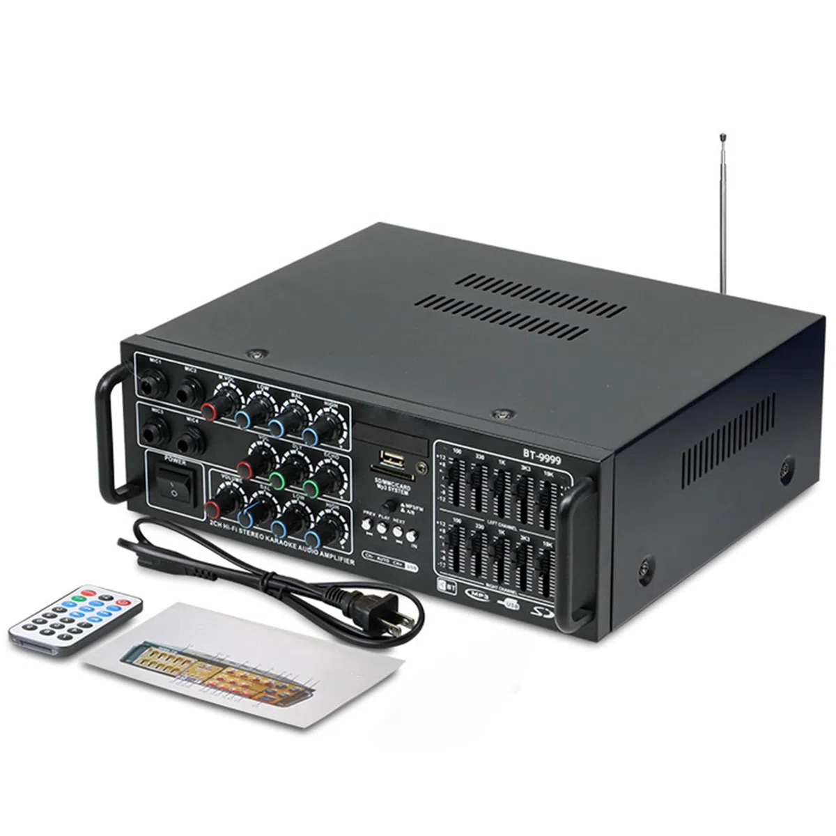 Amplificatore Digitale HiFi, Amplificatore Audio Stereo a 2.0 Canali, Doppia Regolazione del Bilanciamento EQ a 5 Bande, con Telecomando, Supporto Formati Lossless