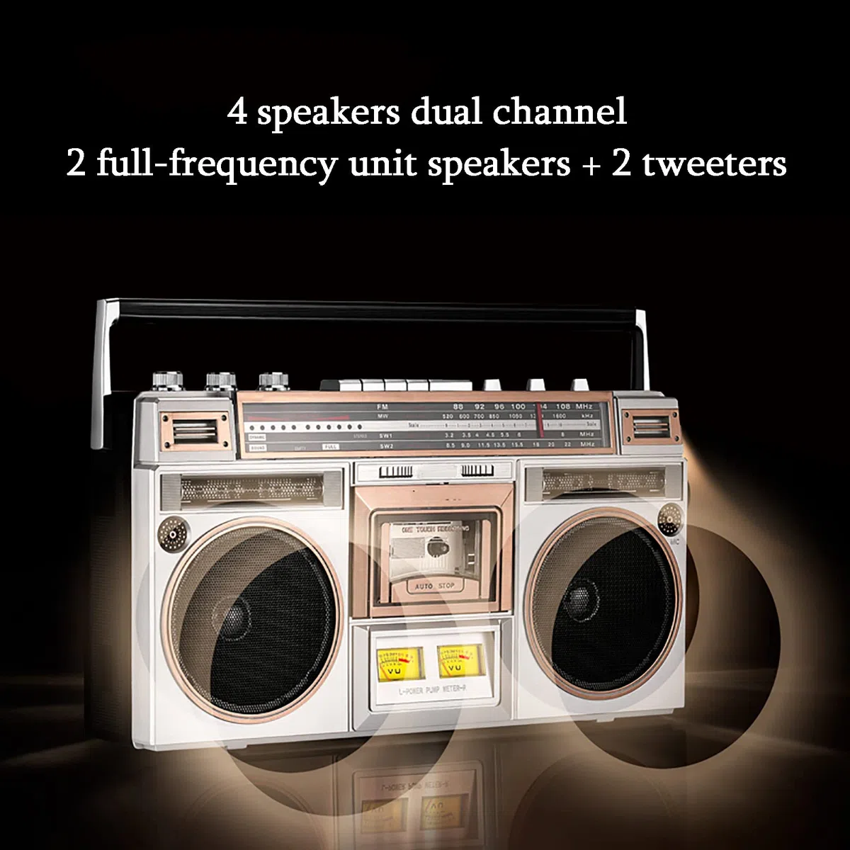Radio retrò, Boombox a Cassetta retrò, registratore Lettore Bluetooth Radio AM/FM Portatile ad Alta fedeltà, conversione di Cassette in USB/SD, Riproduzione HD con Doppio