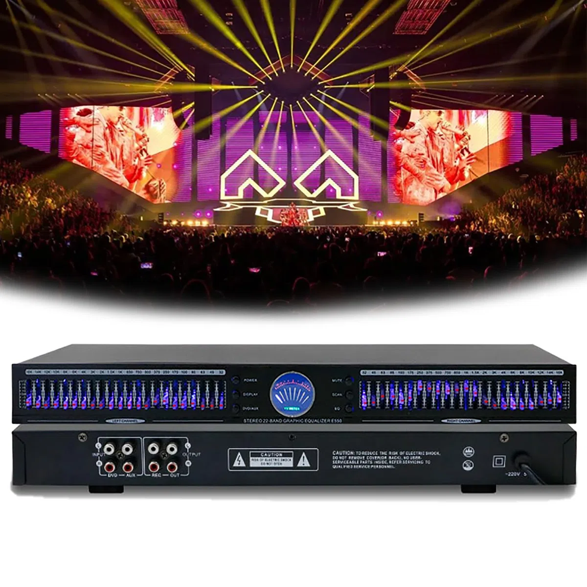 Equalizzatore Audio A 24 Bande, Equalizzatore Grafico Stereo HiFi Si Separa con 10 Effetti Preimpostati, Supporto A Doppio Canale 1u, Riduzione del Rumore Automatico, per Lo Studio di Registrazione