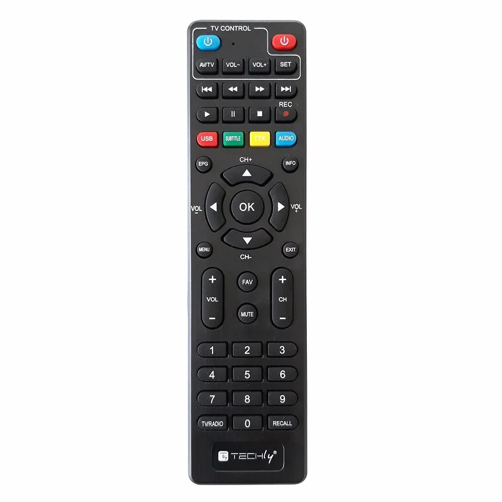 Techly 360998 Decoder Ricevitore Digitale Terrestre DVB-T/T2 H.265 HEVC 10bit con Display e Telecomando Universale 2 in 1 Nero
