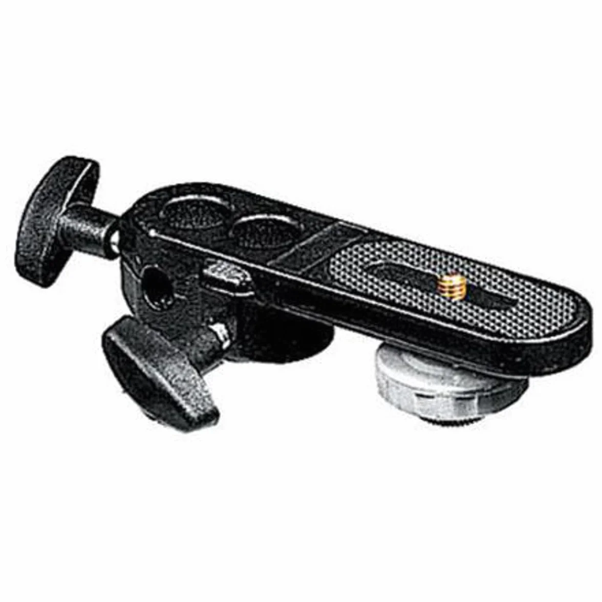 Manfrotto 143BKT Testa a Staffa per Fotocamera, Attacco da 1/4'', con Attacco per Spigot da 16 mm, per Fotografia, in Alluminio, Nero