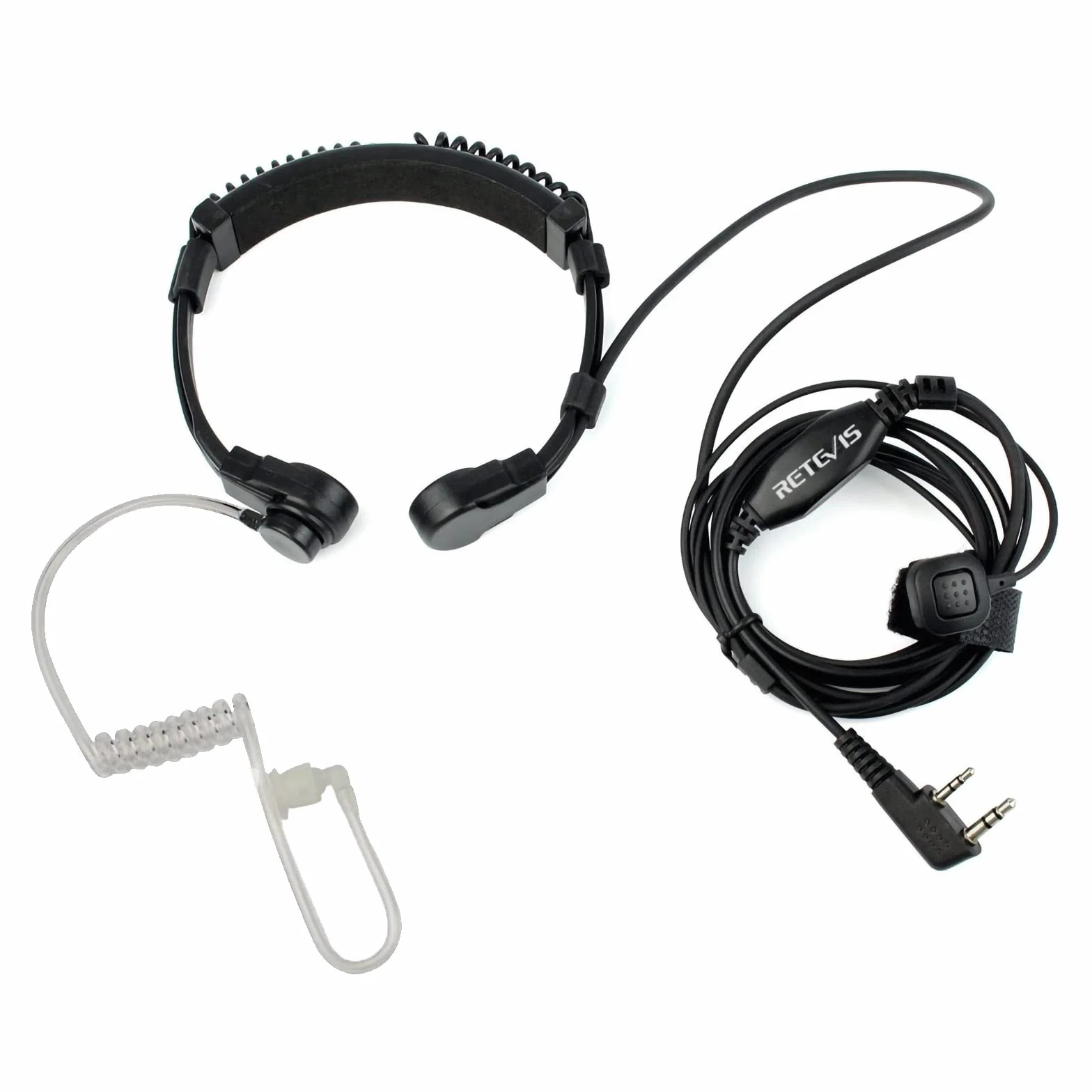 Retevis Walkie Talkie Microfono per Gola, 2 pin Microfono per Gola Retrattile Auricolare Compatibile RT24 RT27 RT622 RT617 Baofeng UV5R Kenwood Auricolare con Tubo Acustico Nascosto (1 PZ)