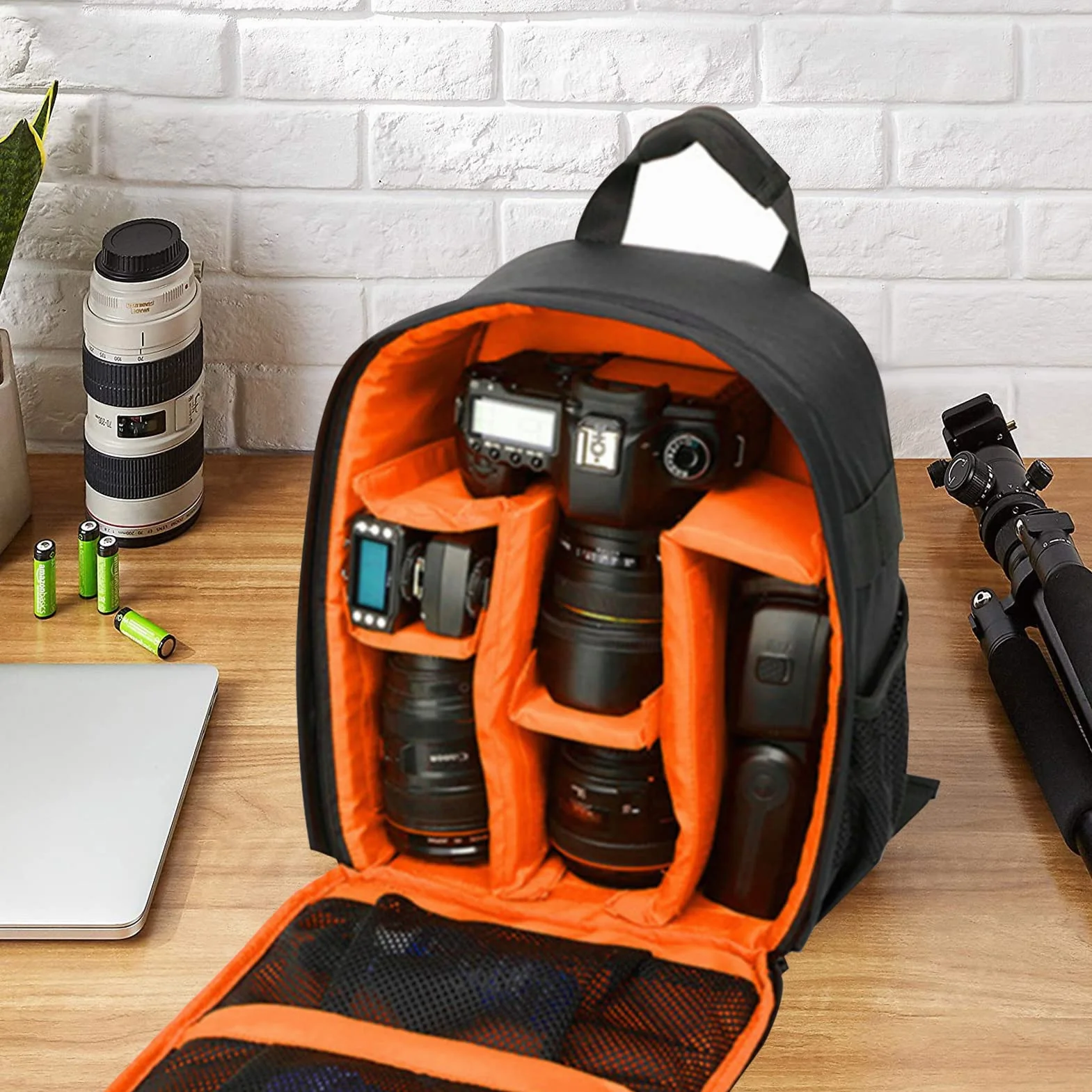 Zaino per Fotocamera, Inserto Imbottito, Borsa per Macchina da Viaggio Portabl con Supporto Treppiede, Zaino Fotografia per Fotocamere Slr Dslr Cano N Nikon Fuji Sony, Nero