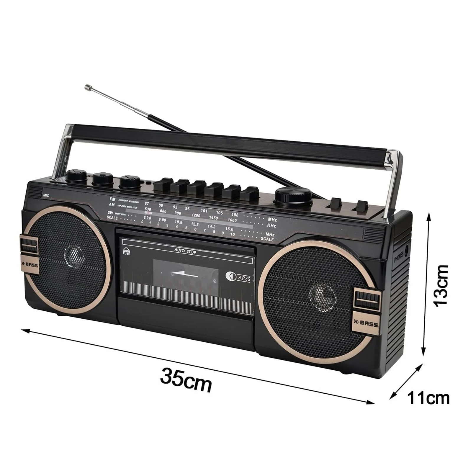 Retro lettore CD portatile Bluetooth registratore cassette AM/FM Radio manopole di regolazione del volume per riunioni di famiglia viaggi