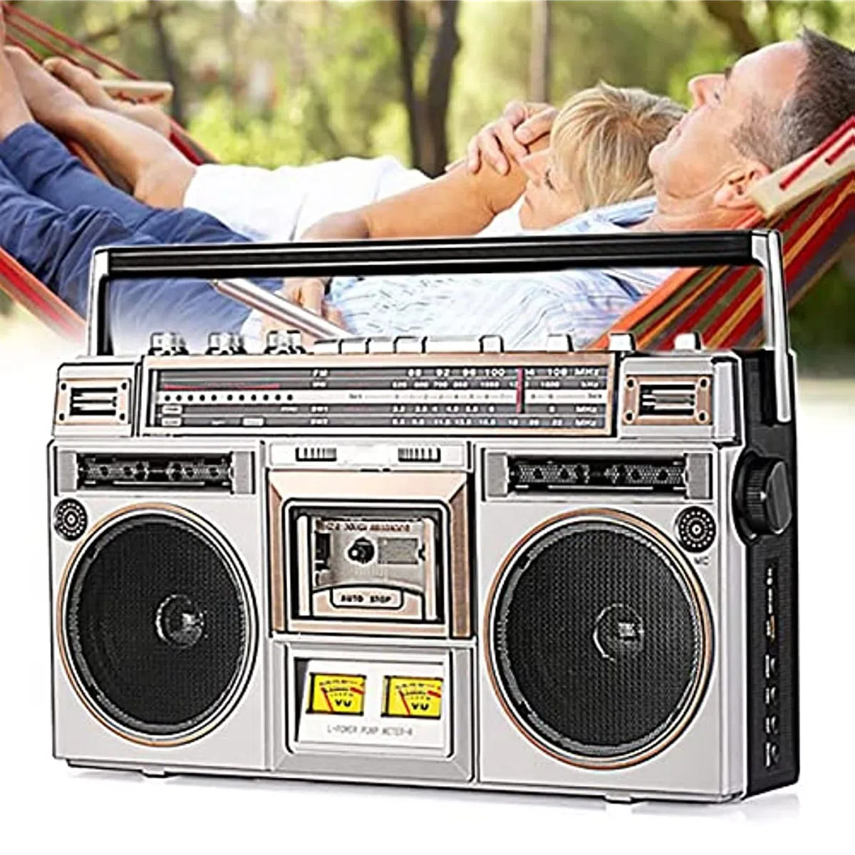 Radio Lettore Cassette, Boombox Lettore CD Retrò, Altoparlante Radio AM/FM E Jack Per Auricolari, Supporto Ingresso SD/USB, Altoparlante Radio E Jack Per Auricolari, Classico Stile Anni '80