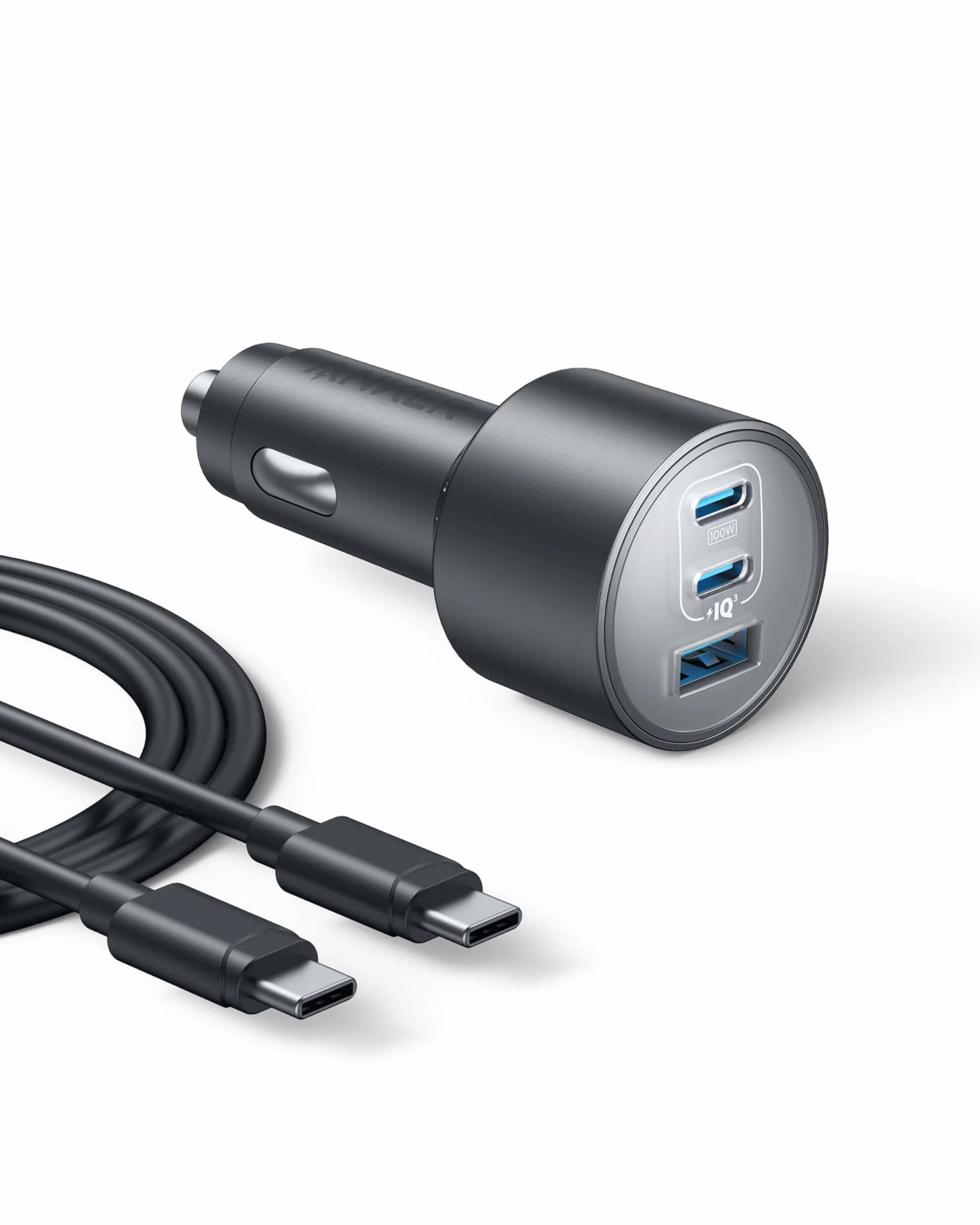 Anker Caricatore Auto USB C 167.5W Max, Accendisigari USB C 3-Porte Ultra-Compatto e Rapido, Per MacBook Pro/Air, iPhone 16/15/14/13 Serie, Samsung S24/S23, iPad Pro, AirPods, e Altro Ancora