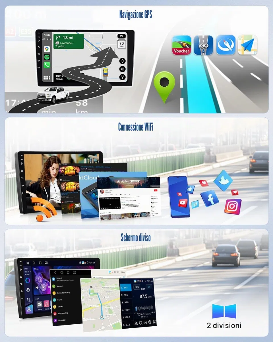 CAMECHO 4+64G Android 15 Autoradio per Fiat Punto 2005-2009/Linea 2007-2011