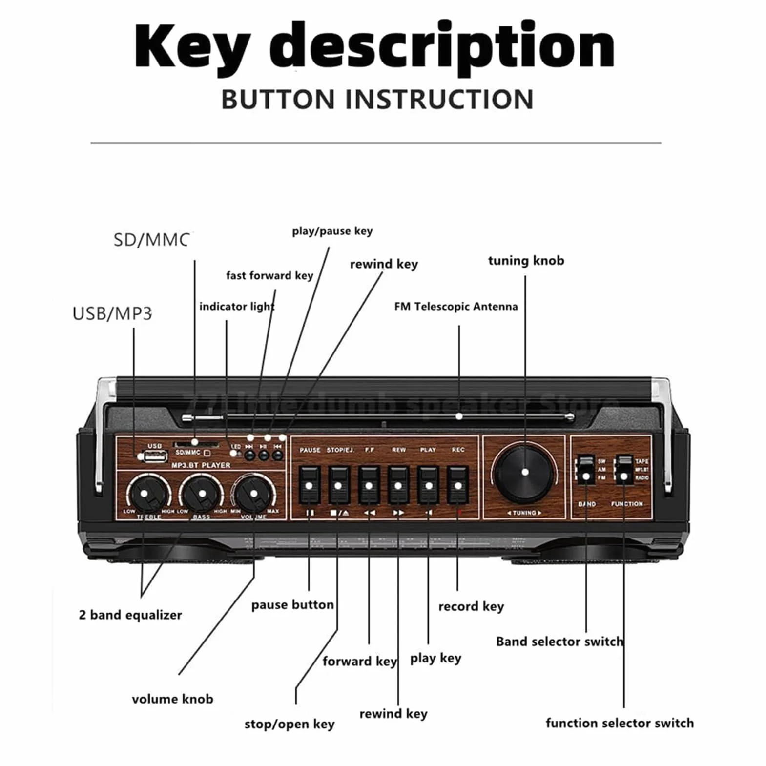 Retro lettore CD portatile Bluetooth registratore cassette AM/FM Radio manopole di regolazione del volume per riunioni di famiglia viaggi