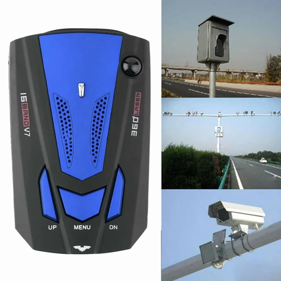 Rilevatore radar GPS V7 per auto, rilevatori radar, velocità messaggio vocale, sistema di allarme velocità veicolo, display a led, modalità città/autostrada, rilevamento auto a 360 gradi
