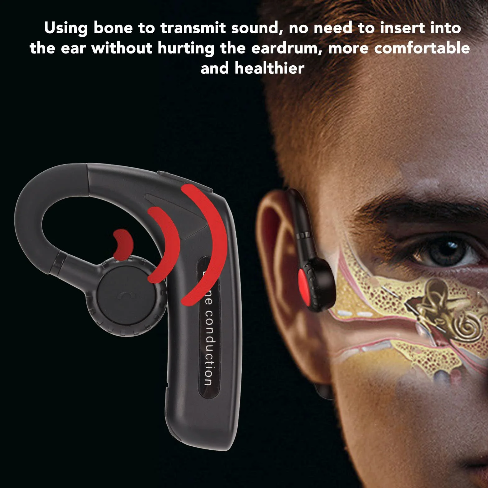 Auricolari Bluetooth 5.0, Cuffie Stereo Wireless, Auricolare Multifunzionale per Non Udenti con Microfono Vivavoce