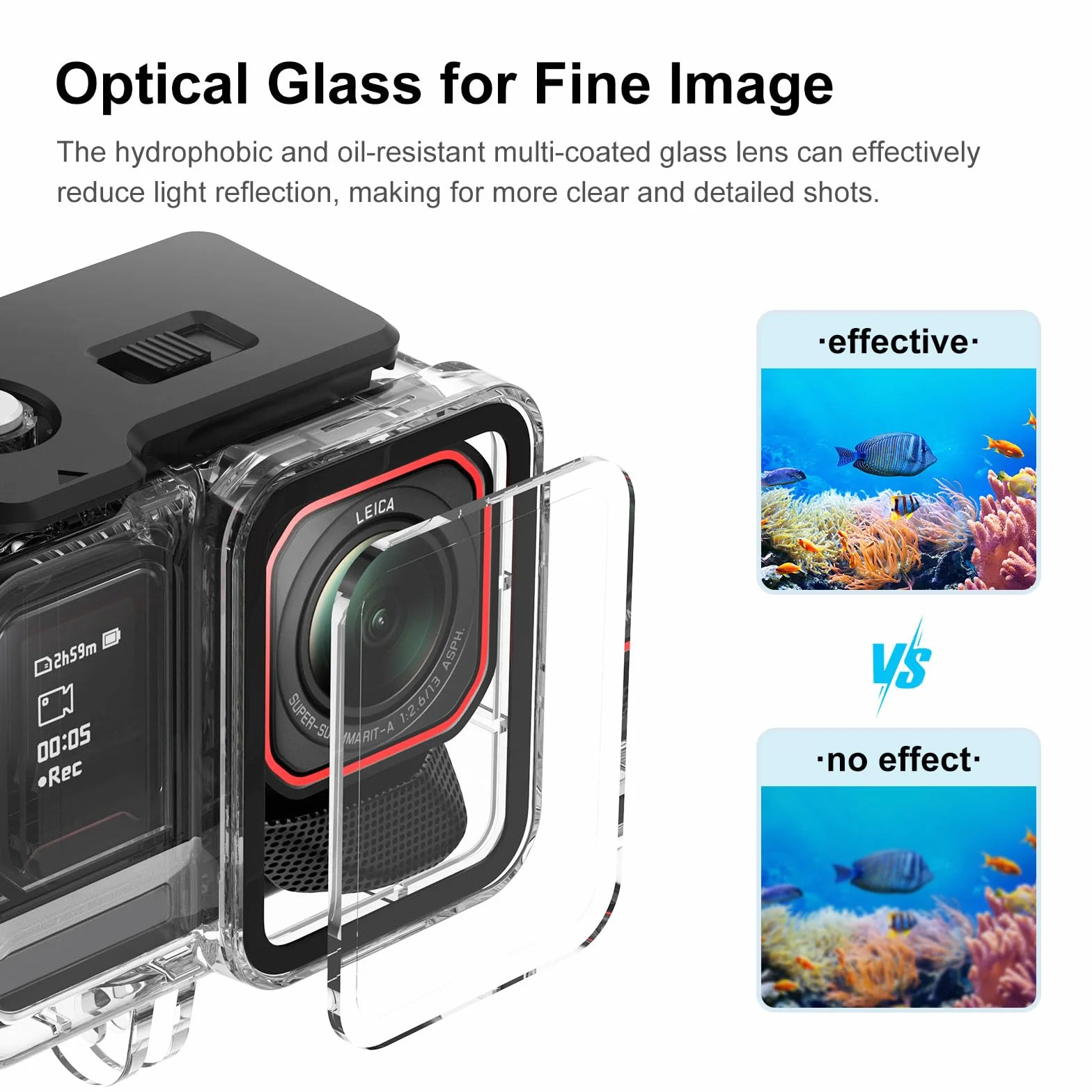 Custodia subacquea da 45 m per Insta360 Ace Pro 2, custodia protettiva impermeabile, custodia protettiva per accessori per action camera Insta360 Ace Pro, con adattatore e vite di fissaggio