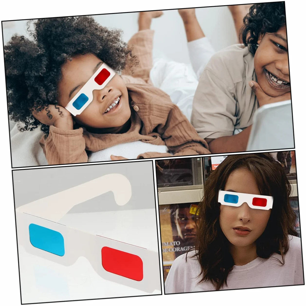 OSALADI 60 Pz Occhiali 3d in Carta Occhiali Anaglifici Cinematografici Occhiali Anaglifici 3d Occhiali 3d Rosso Occhiali Video 3d Carta 3d Tridimensionale Bambino Bianca Telaio