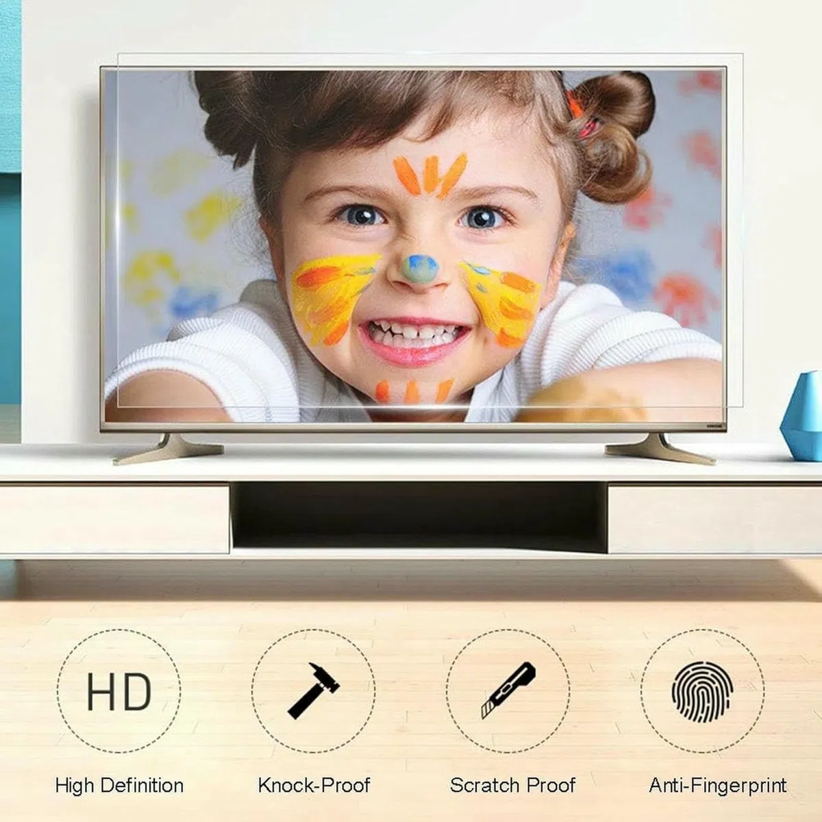 Proteggi schermo TV opaco antigraffio, Proteggi schermo TV con filtro antiriflesso e luce blu for schermi piatti curvi, 50-75 pollici(58)