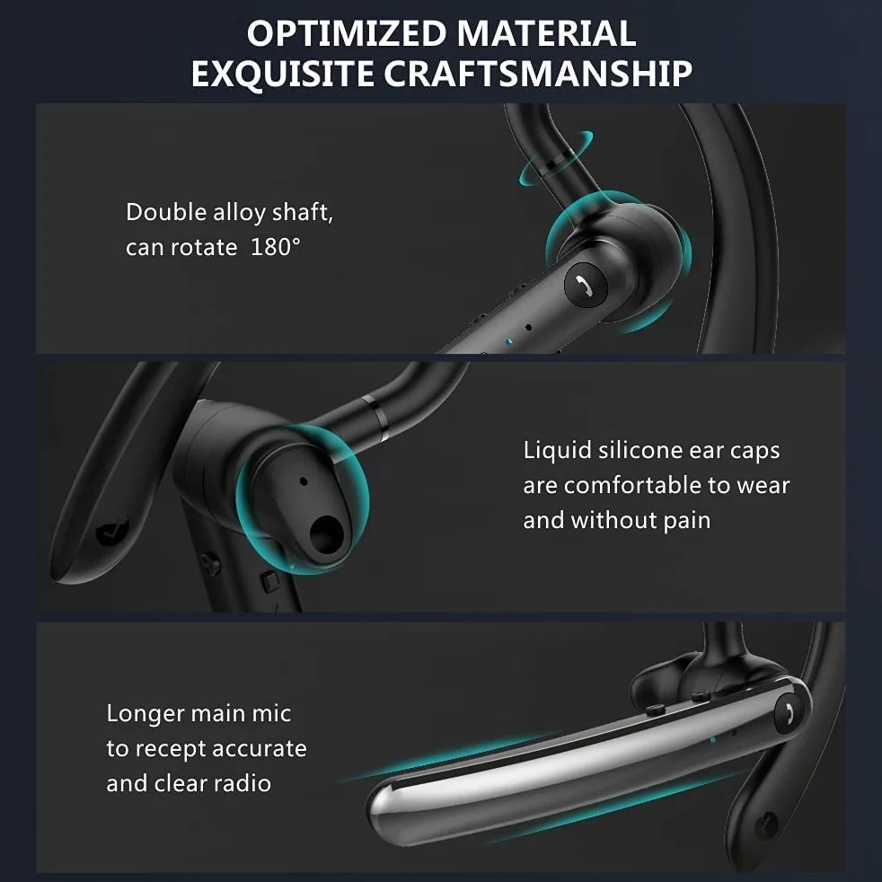 LESUN Auricolari Bluetooth 5.0 con Doppio Microfono, Cuffie Wireless Vivavoce Avanzate con Chiamata Vocale Super Chiara, Audio Hi-Fi e Esperienza Ultraleggera Per Lavoro/Ufficio/Guida