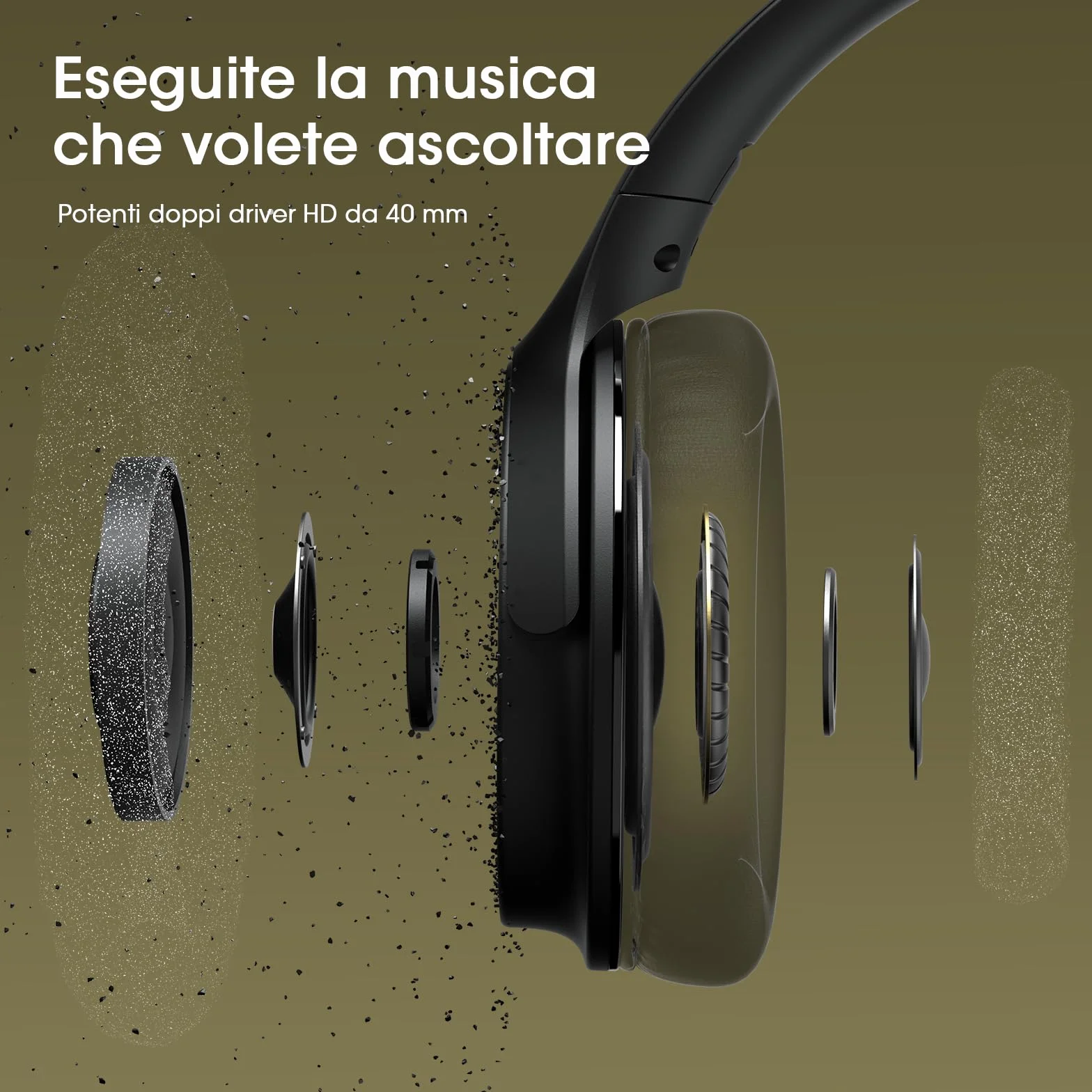 DOQAUS Cuffie Wireless Bluetooth 5.3-70 Ore Di Riproduzione,Cuffie Bluetooth Over Ear,3 EQ Modalità di Suono,Senza Fili Stereo HiFi con Microfono,per Viaggio/Telefono/PC