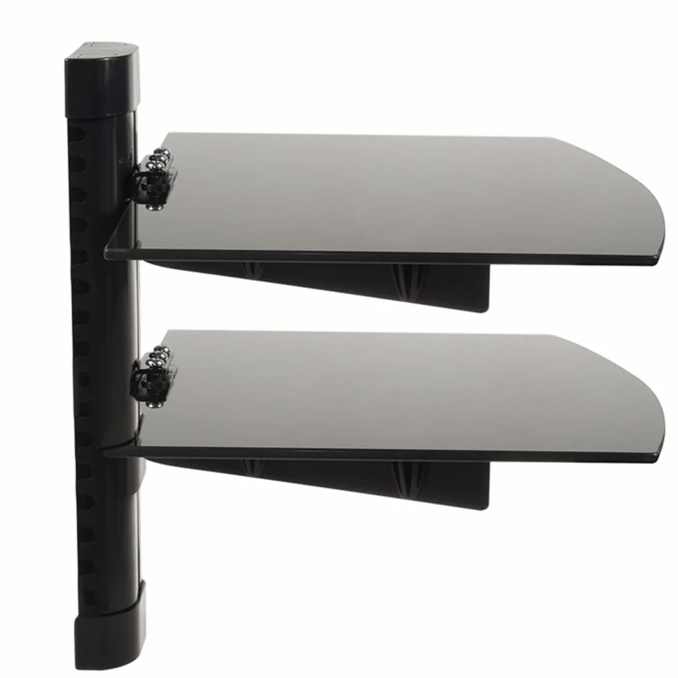 Maclean MC-662 Supporto DVD da Parete con Dopia Mensola in Vetro Scaffale da Muro Console PS3 PS4 Xbox