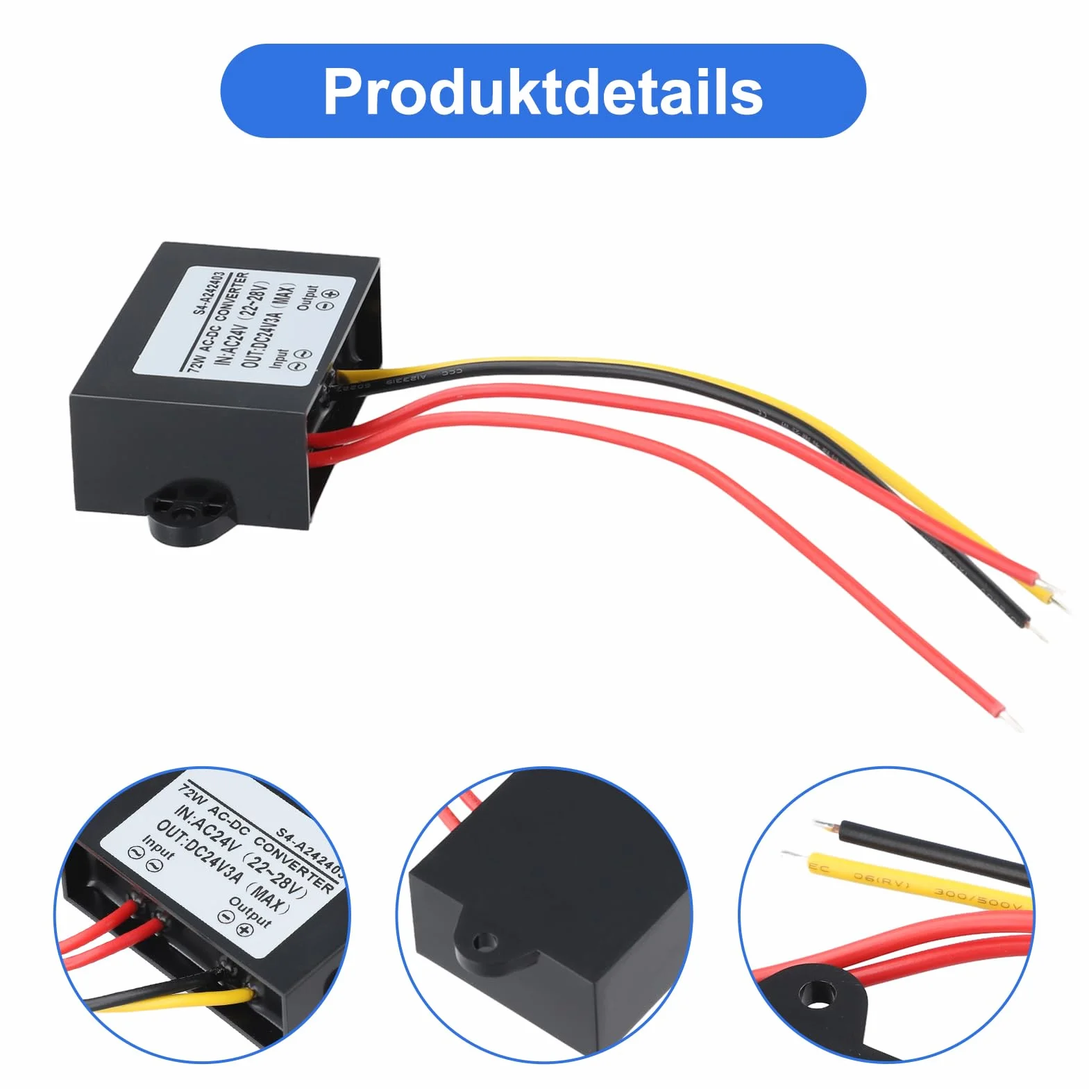 Convertitore di alimentazione 3A,Convertitore AC-DC AC 24V al convertitore DC 24V,Convertitore di potenza del regolatore di tensione 3A,Adattatore convertitore di tensione