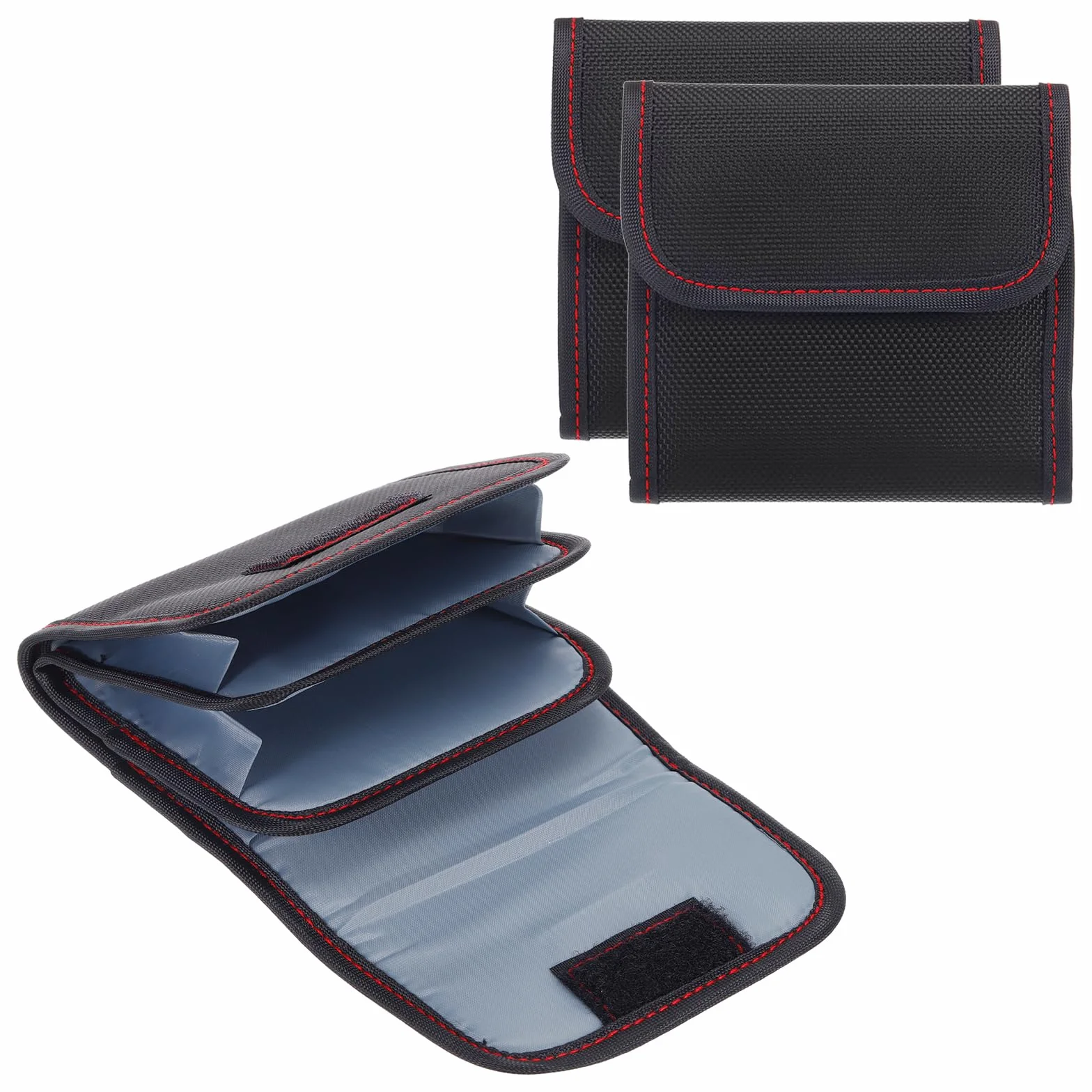 PATIKIL 82mm Fotocamera Filtro Custodia - 2pz, 3 Tasca, Resistente Acqua, Antipolvere, Borsa per Fotografia Conservazione, Nero Rosso