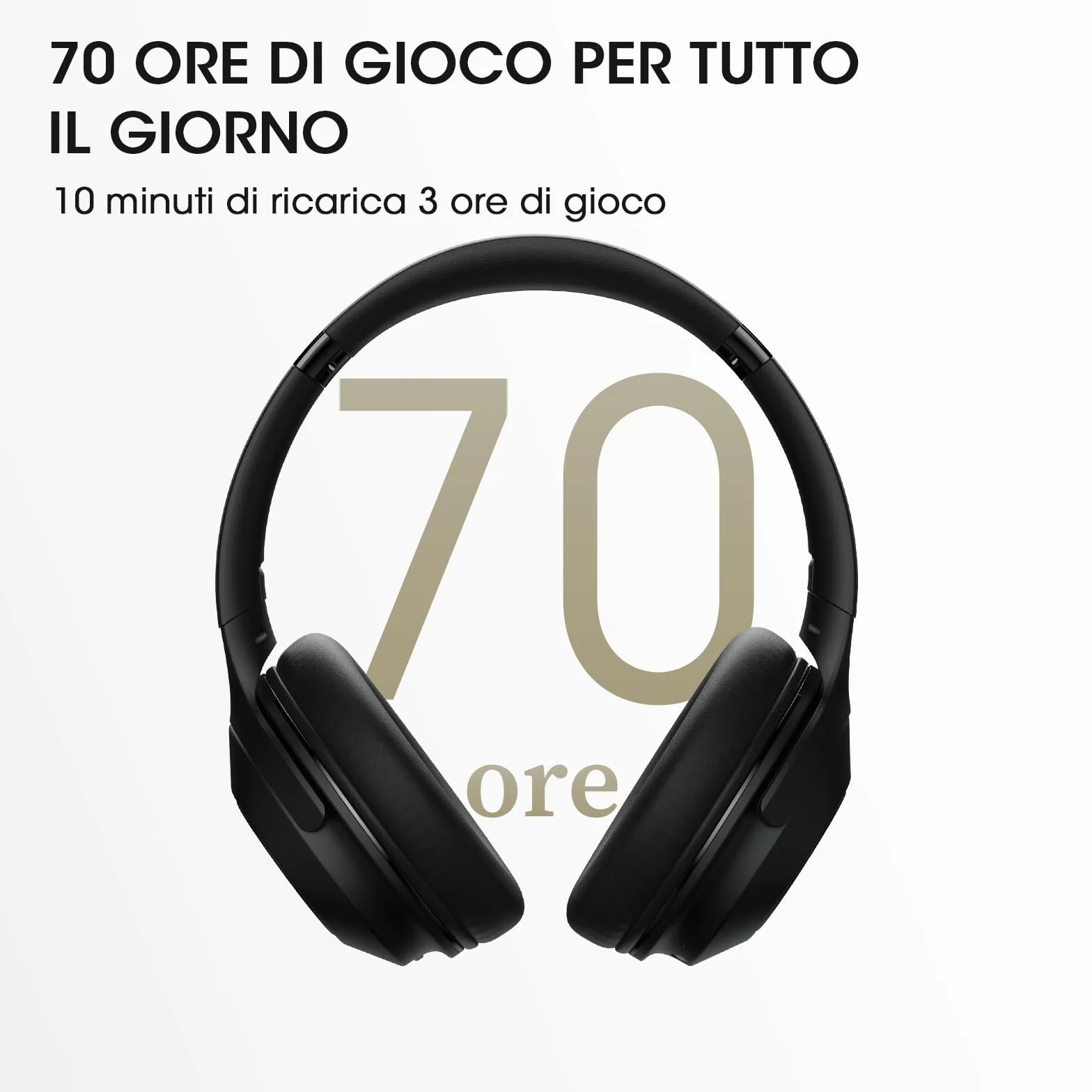 DOQAUS Cuffie Wireless Bluetooth 5.3-70 Ore Di Riproduzione,Cuffie Bluetooth Over Ear,3 EQ Modalità di Suono,Senza Fili Stereo HiFi con Microfono,per Viaggio/Telefono/PC
