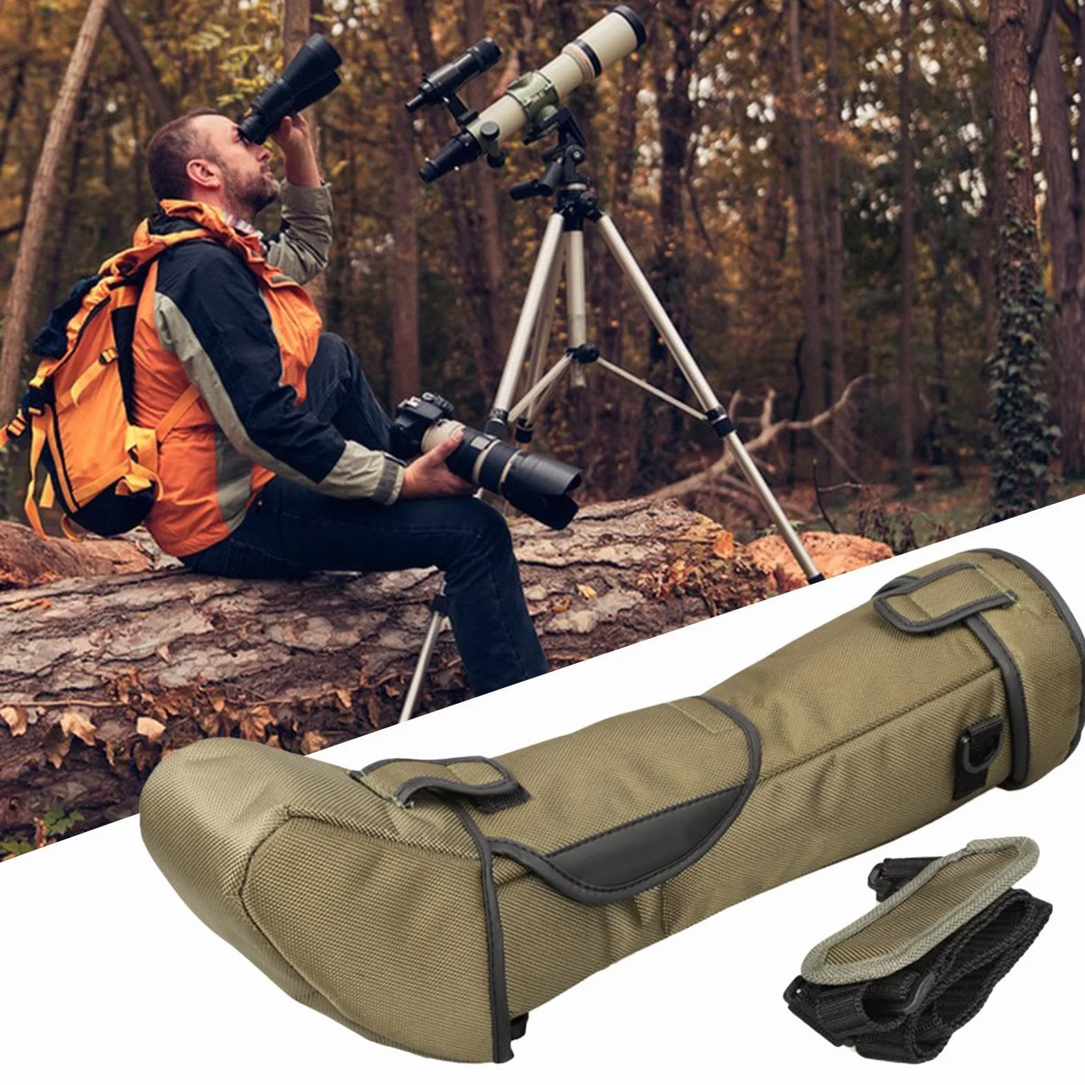 Custodia per telescopio, borsa per telescopio, Custodia per telescopio antiurto, Custodia multiuso per telescopio in nylon con tracolla regolabile