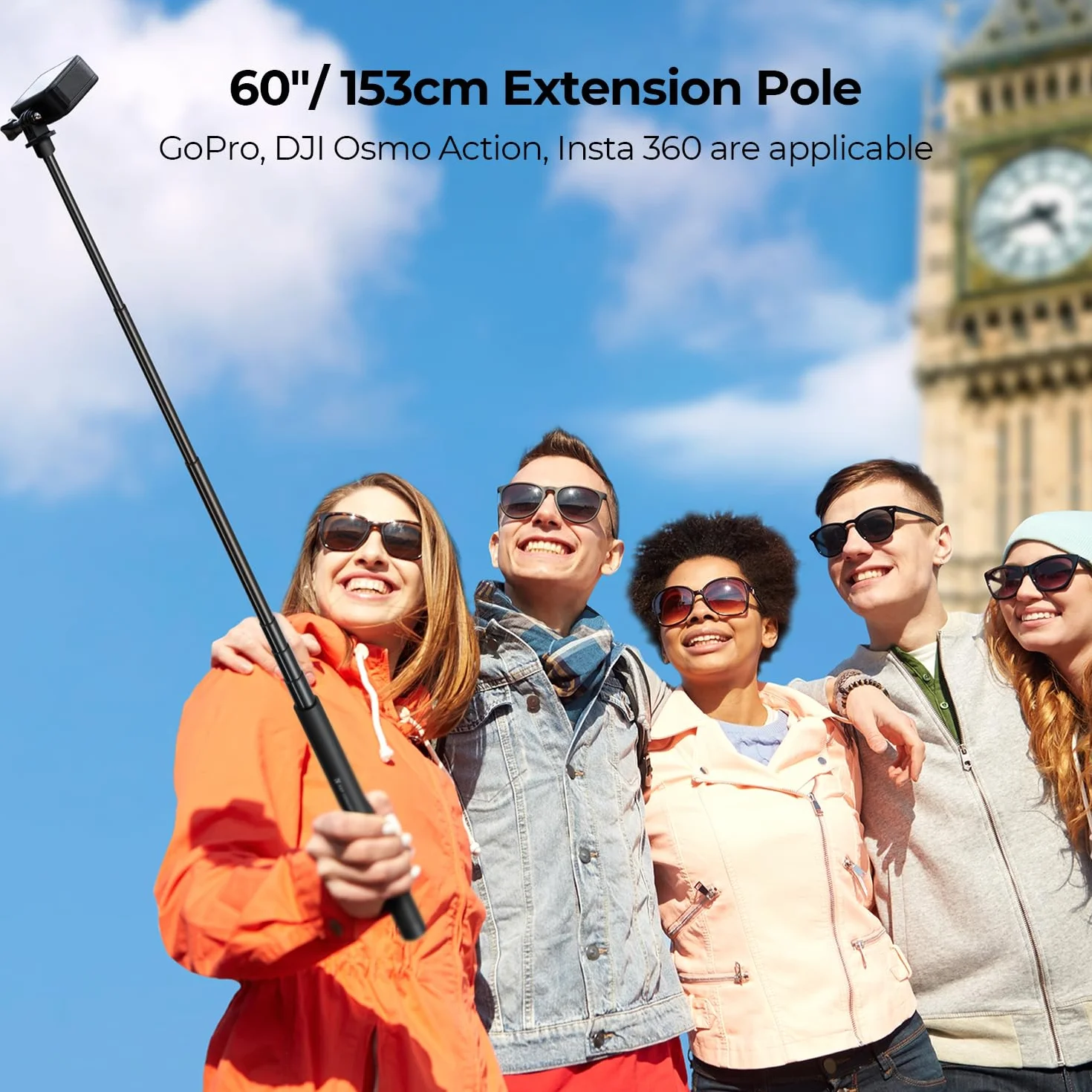 Bastone Selfie Monopiede, K&F Concept Selfie Stick MS07 153cm Palo di Estensione in Alluminio con Connettore da 1/4", Compatibile con DJI Osmo, Insta360 Ace X5 X4 X3 ONE, Go Pro Hero 12 11 10 9 8 7