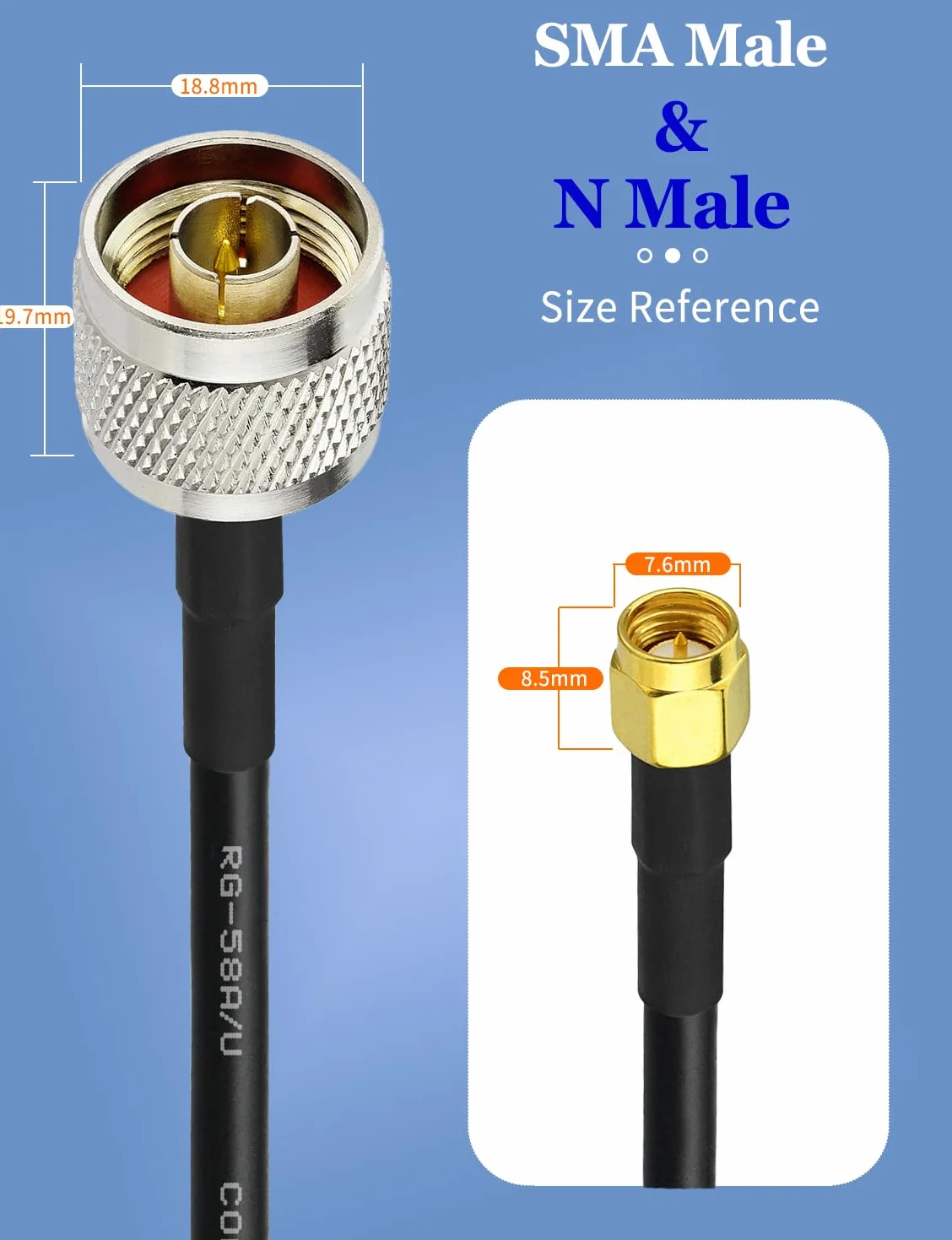 Superbat Cavo RG58 SMA N 5m N Maschio verso Maschio 50Ohm Estensione Antenna a Bassa Perdita per Antenne WiFi e Rete senza Fili 3G 4G LTE