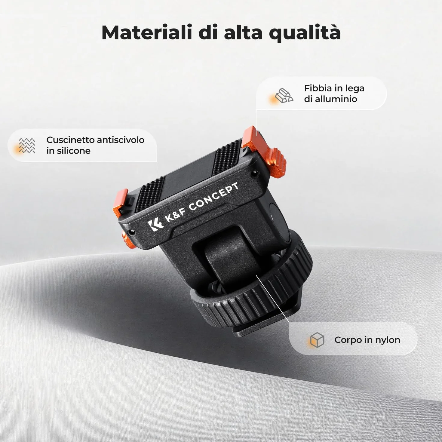K&F CONCEPT Supporto a slitta fredda in plastica compatibile con DJI Osmo Nano/Osmo Action 6, supporto magnetico a sgancio rapido per action camera, adattatore treppiede con connettore a slitta calda