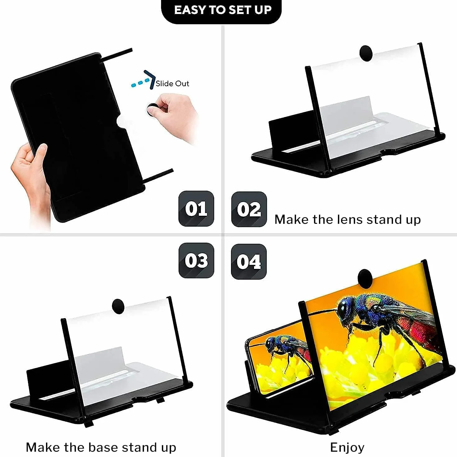 18 pollici ingranditore schermo smartphone,3D HD lente ingrandimento smartphone, Amplificatore schermo cellulare, anti- blu per tutti gli smartphone (18 pollici)