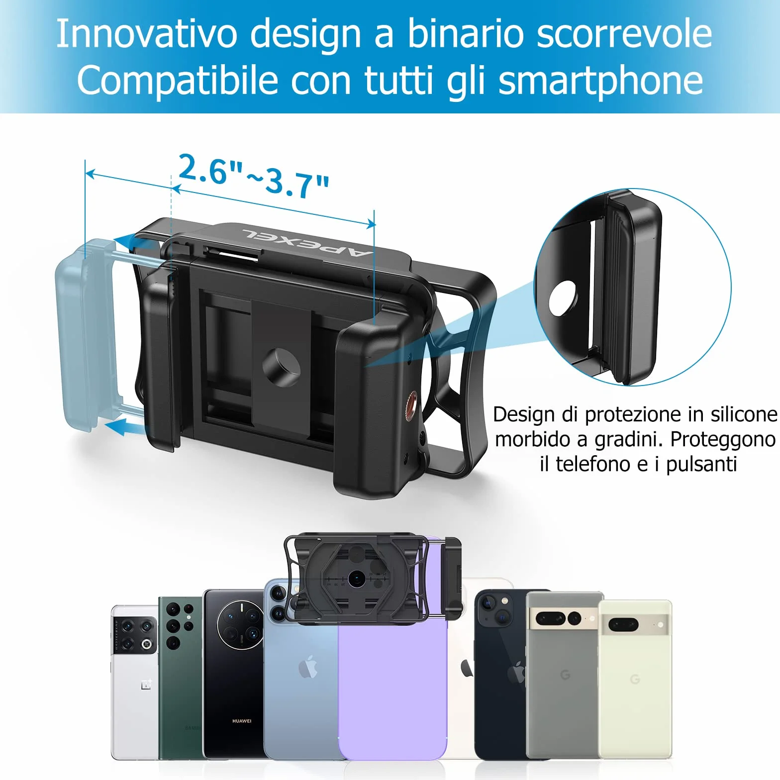 APEXEL Adattatore Universale per Smartphone con Telescopio con Bluetooth, Compatibile con Binocoli, Monoculare e Microscopi, Adattatore per Montaggio su Telescopio, Adatto a Tutti Gli Smartphone