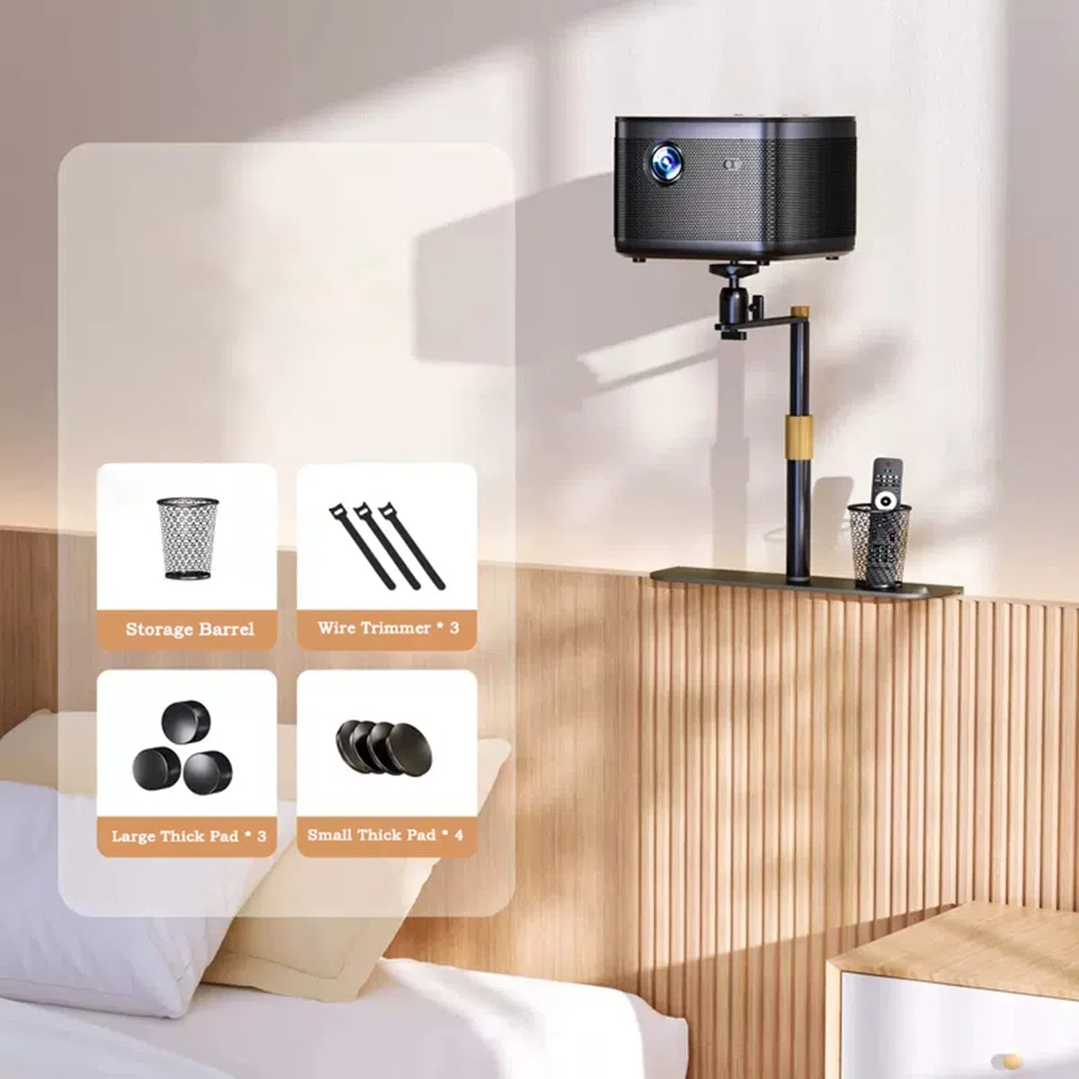 Stand del Proiettore, Supporto Regolabile Staffa for proiettore Comodino Appeso a parete Mensola Proiettore Desktop Staffa libera perforata Divano for uso domestico nascosto universale Supporto all'ap
