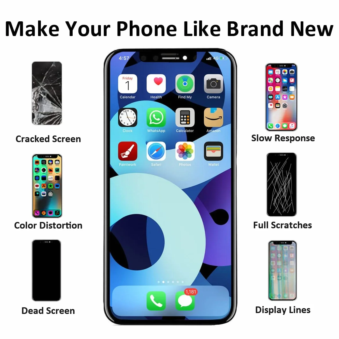 Display per iPhone 11 Schermo LCD Sostituzione Vetro Schermo Parti 6,1 Pollici Touch Screen Digitizer di Ricambio con Kit di Strumenti di Riparazione