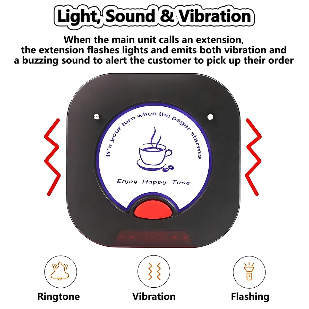 Cercapersone per Ristoranti, Segnale Coda Wireless con Portata 1000m, Sistemi di Chiamata Wireless Digitale per Gestione delle Code con Vibrazione e Segnale Luminoso, Tastiera Touch