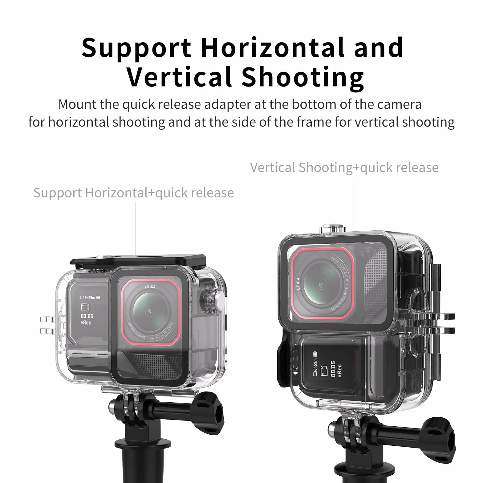Custodia subacquea da 45 m per Insta360 Ace Pro 2, custodia protettiva impermeabile, custodia protettiva per accessori per action camera Insta360 Ace Pro, con adattatore e vite di fissaggio