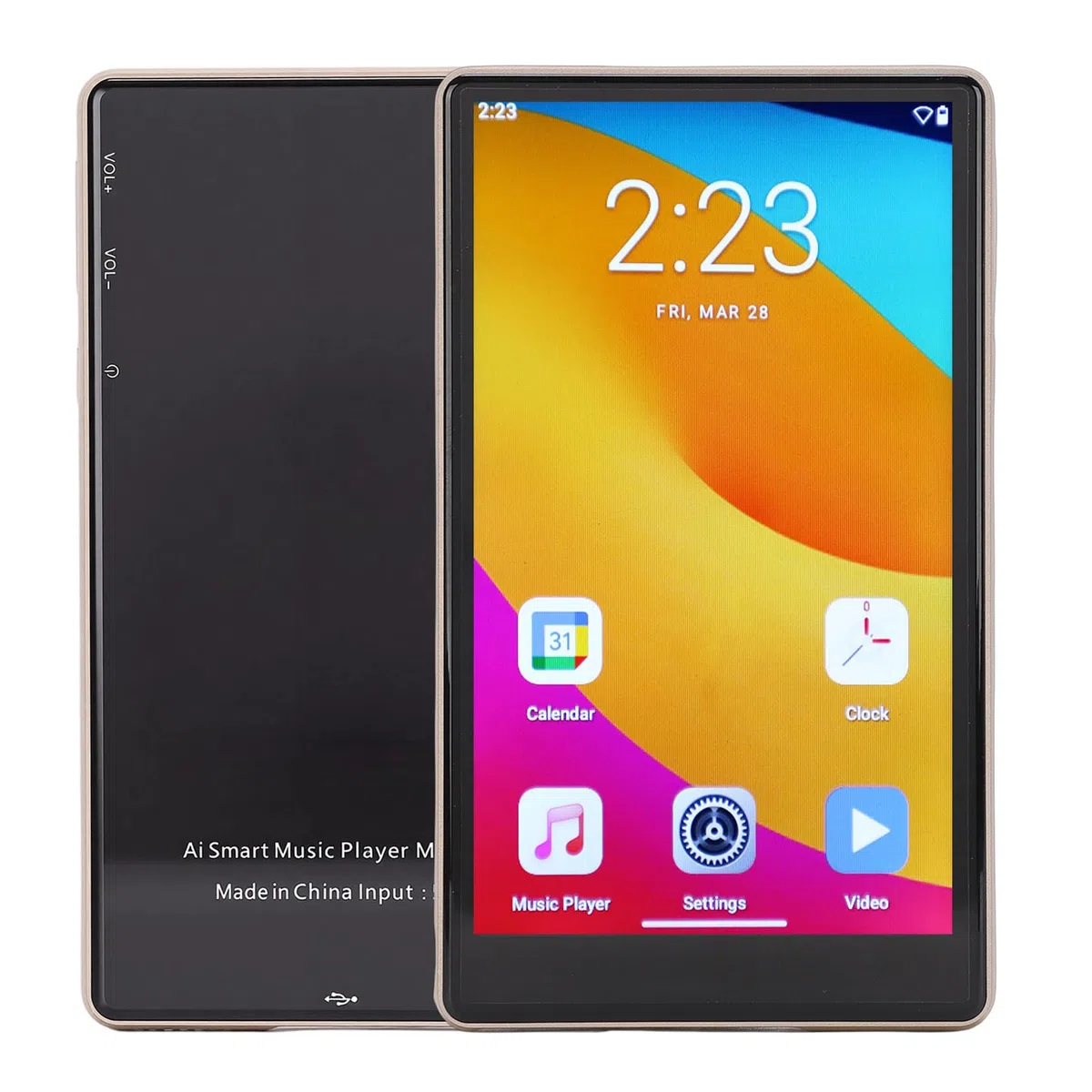 ANGGREK Lettore MP3 con Schermo Touch, Lettore Musicale con Display HD da 5,0 Pollici, 4GB RAM, 64GB, Bluetooth 5.0, WiFi, Radio FM, per Studenti e Viaggiatori, per L’uso di Audiolibri e (GOLD)