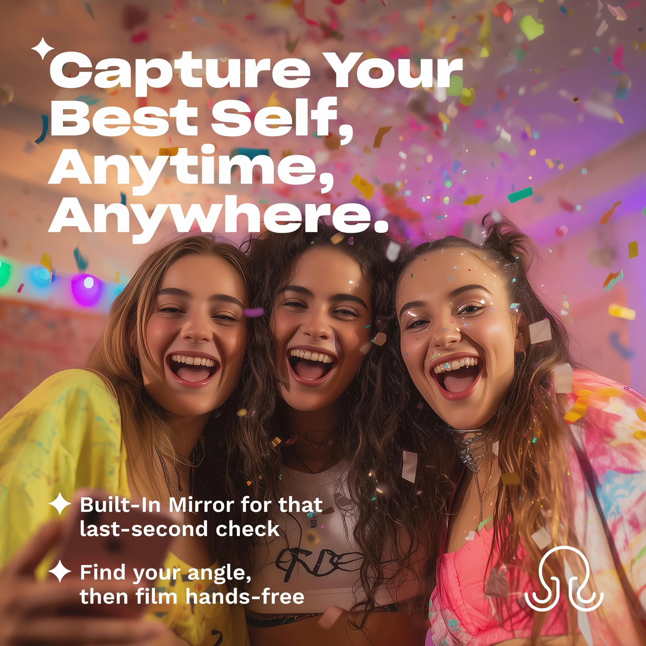 OCTOBUDDY Mirror - Il GOAT Delle Ventose per Telefono - Supporto Cellulare in Silicone con Specchio Integrato - Selfie e Video Senza Mani - Accessorio per Content Creator - 66 x 99 mm, Azzurro Chiaro