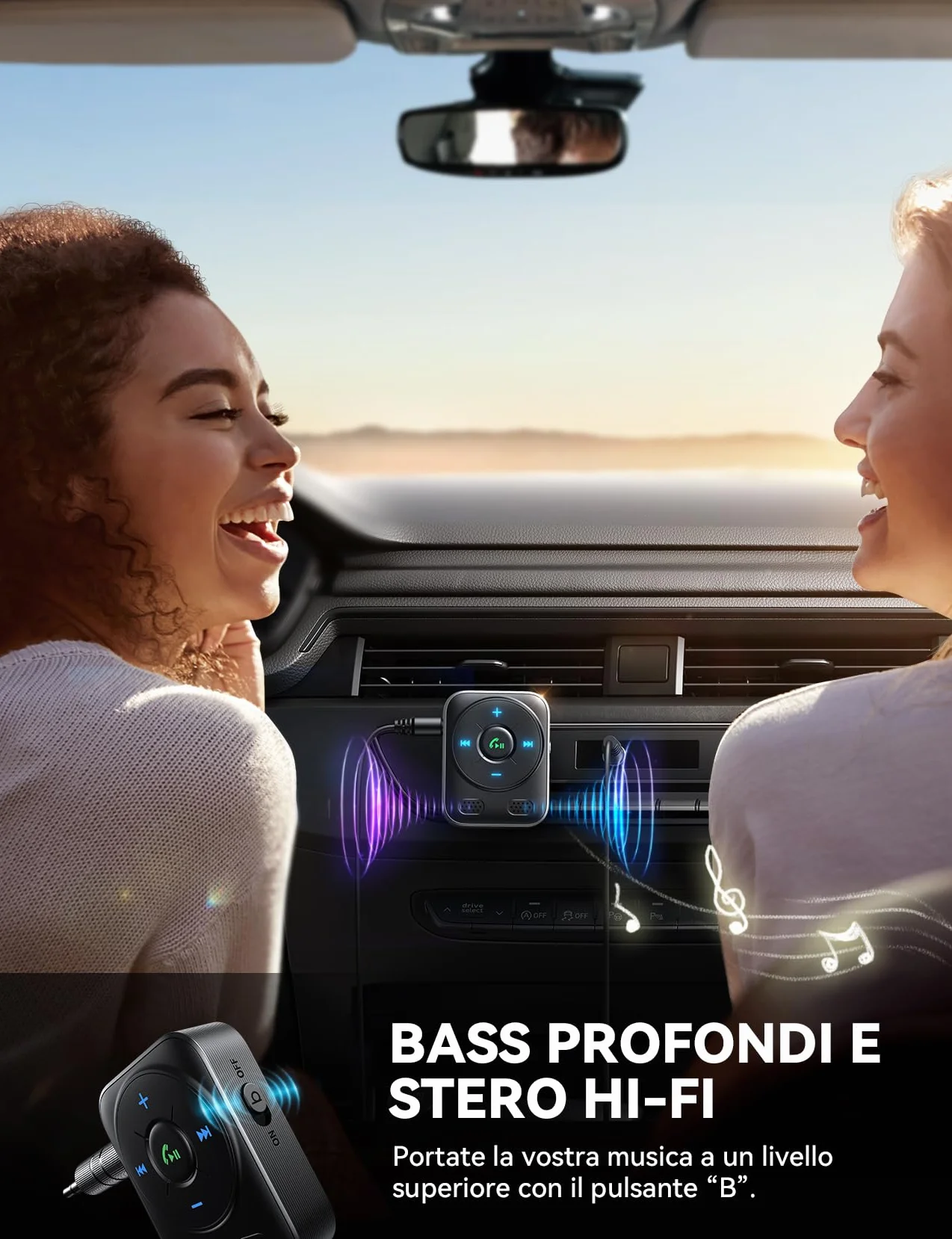 2025 JOYROOM Bluetooth 5.4 Auto, Ricevitore Aux 【Basso E Hifi Stereo】 Vivavoce Bluetooth Per Auto con Indicatore LED, Aux con 16 Ore di Riproduzione