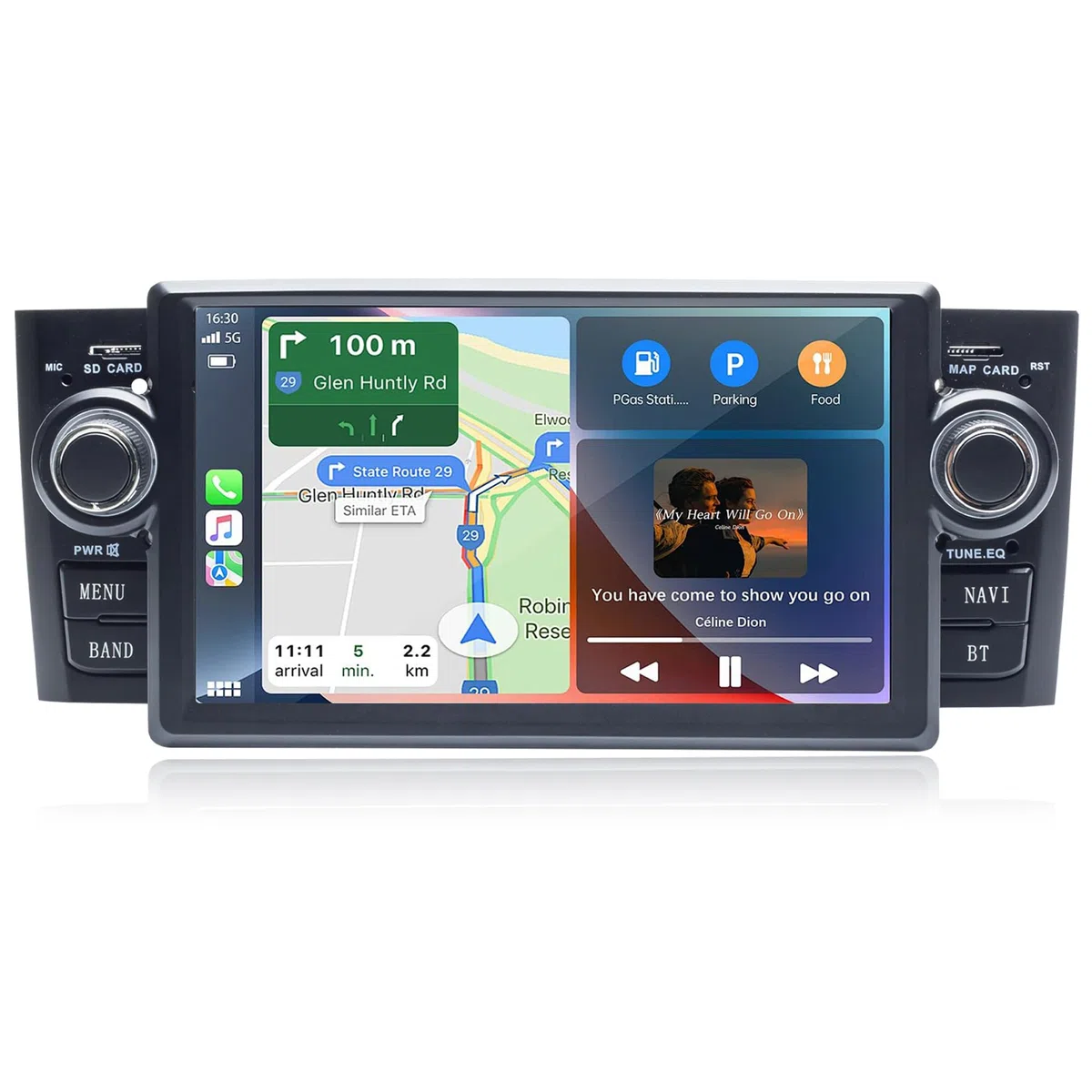 Autoradio Android 7" per FIAT Linea 2007-2011 & Grande Punto 2005-2009, Apple CarPlay Cablato & Android Auto, Navigazione GPS, Bluetooth, WiFi, Radio FM, Controllo al Volante, 2GB+16GB