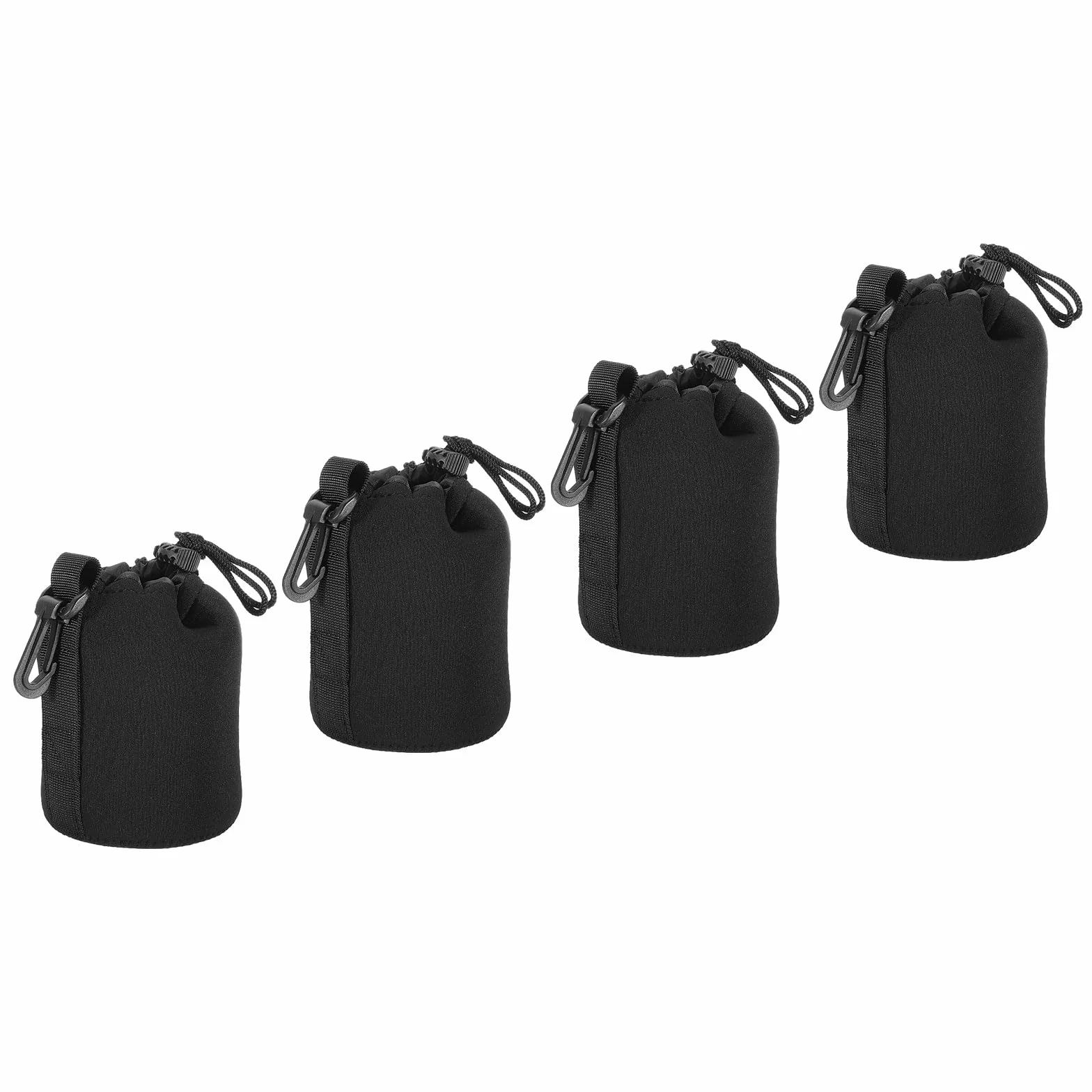 PATIKIL Borsa per Obiettivo Fotografico, 4 Pz 3.5" Id x 5.5" H Sacchetto Coulisse Neoprene Spesso Protettivo, Custodia per Obiettivo Fotocamera Dslr, Nero per Acqua e Tazze da Caffè