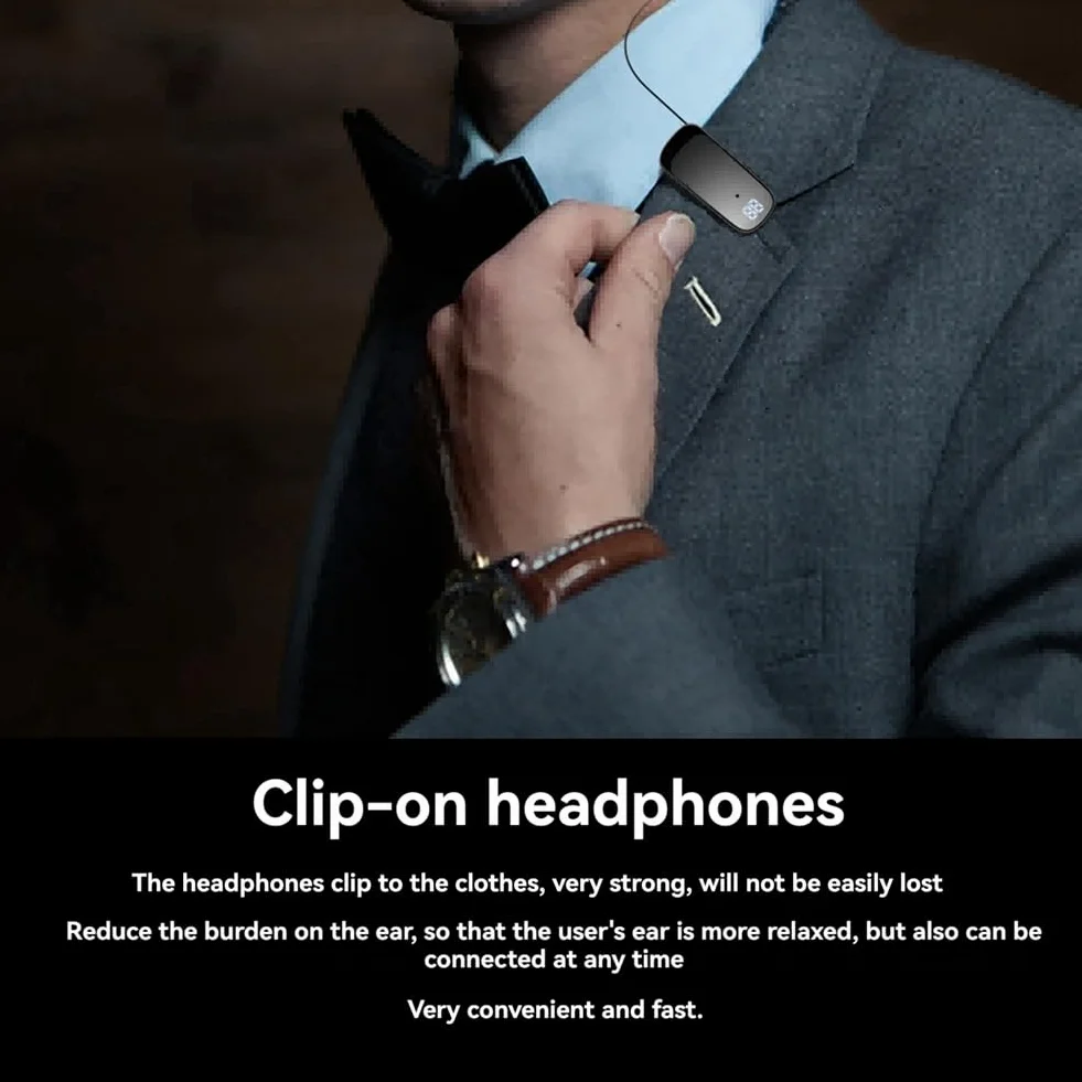 K65 Auricolare Bluetooth Cablato Retrattile con Clip per Cravatta Display Digitale in-Ear Cuffia Monoauricolare Business A Lunga Durata Blue