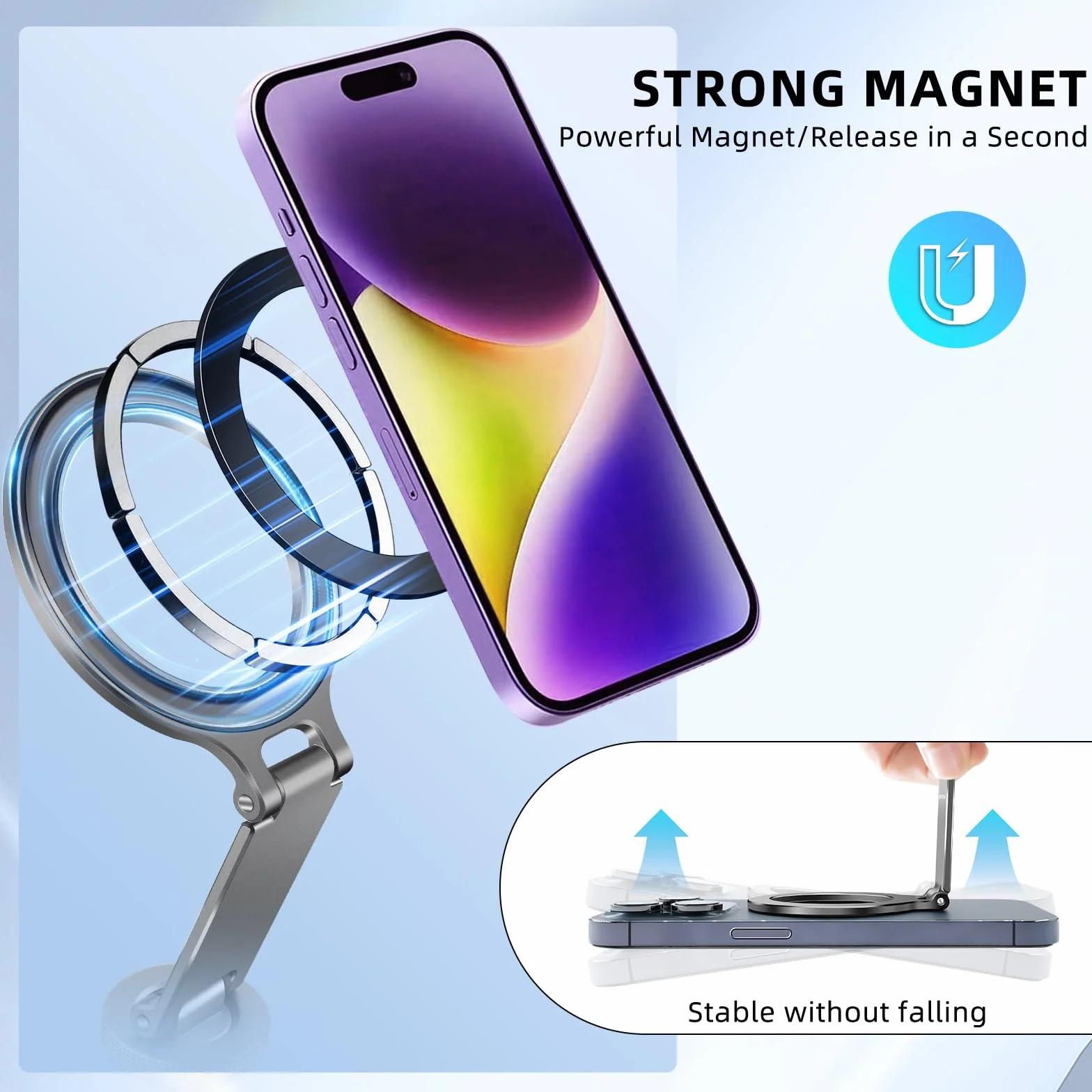 REYGEAK Adattatore per treppiede per telefono, supporto per fotocamera con vite da 1/4, supporto magnetico flessibile per telefono Magsafe iPhone16 15 14 13 12 Pro Max Plus Mini