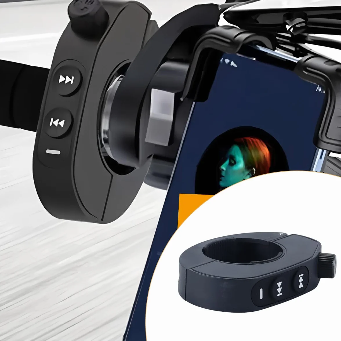 Pulsante multimediale Bluetooth wireless per manubrio della motocicletta, telecomando impermeabile IPX6, controller musicale per volante per bici e auto