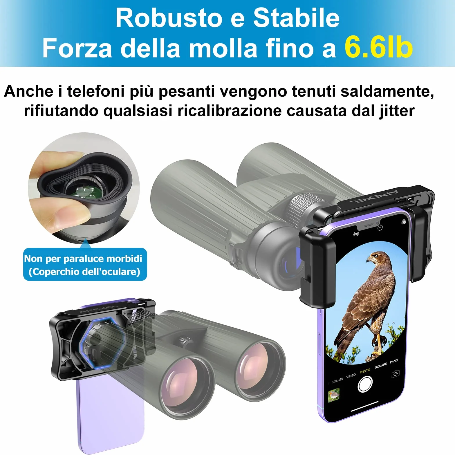 APEXEL Adattatore Universale per Smartphone con Telescopio con Bluetooth, Compatibile con Binocoli, Monoculare e Microscopi, Adattatore per Montaggio su Telescopio, Adatto a Tutti Gli Smartphone