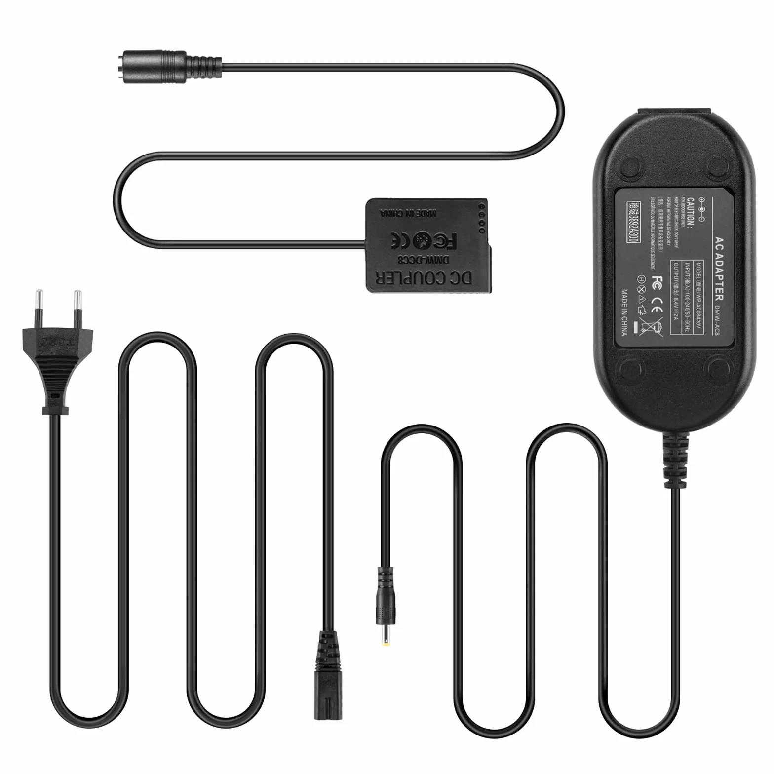 DMW-AC8 Adattatore di alimentazione CA DMW-DCC8 Accoppiatore CC DMW-BLC12 Batteria fittizia per Panasonic Lumix DMC-FZ2500 FZ1000 FZ300 FZ200 G85 GX8 G7 G6 G5 DC-G90 G95 Telecamere