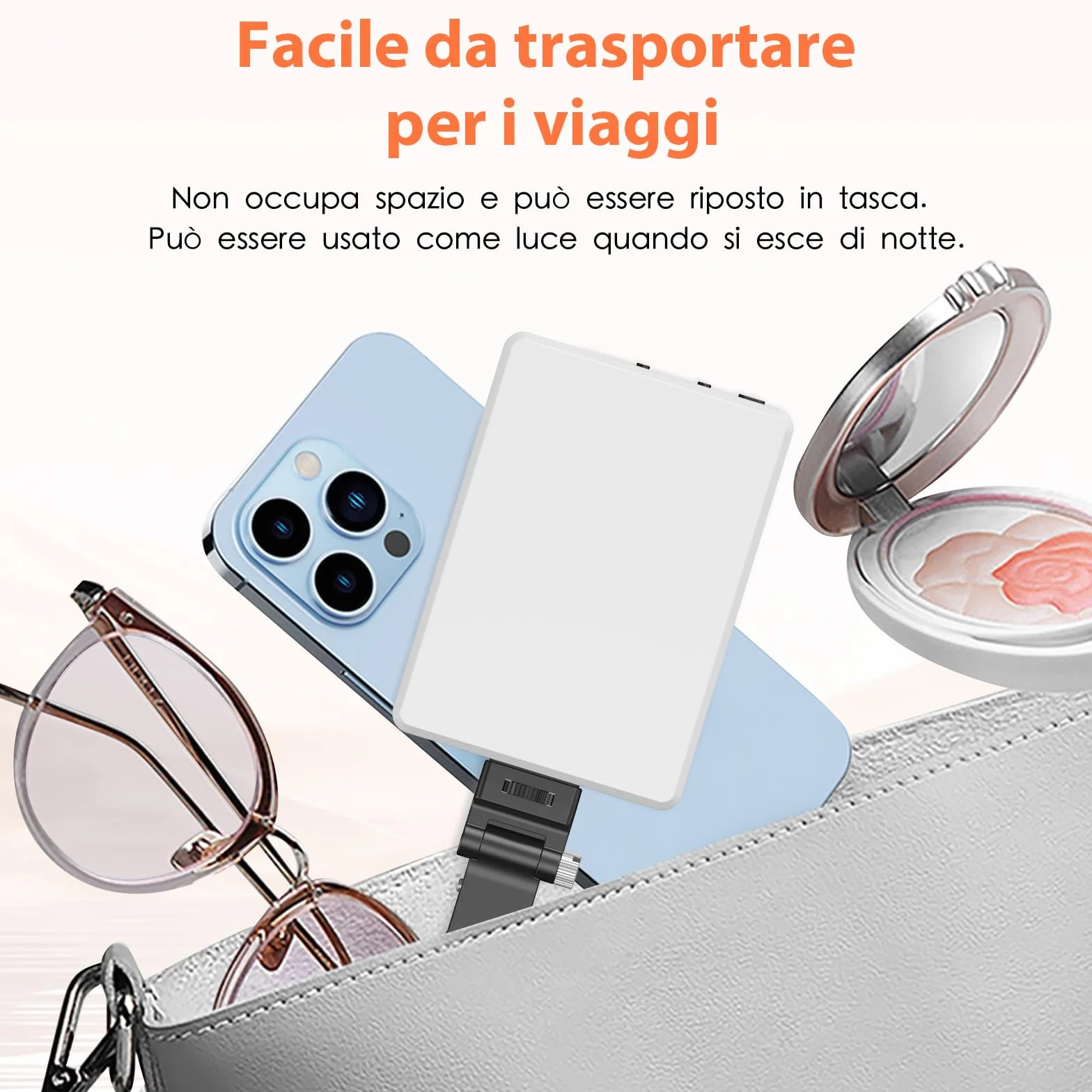 TONEOF Luce Selfie portatile, Flash Luce per telefono ricaricabile con clip e doppio foro tornito da 1/4", Luci per fotocamera 2500-9000K per Phone/computer portatile/tablet-Nero